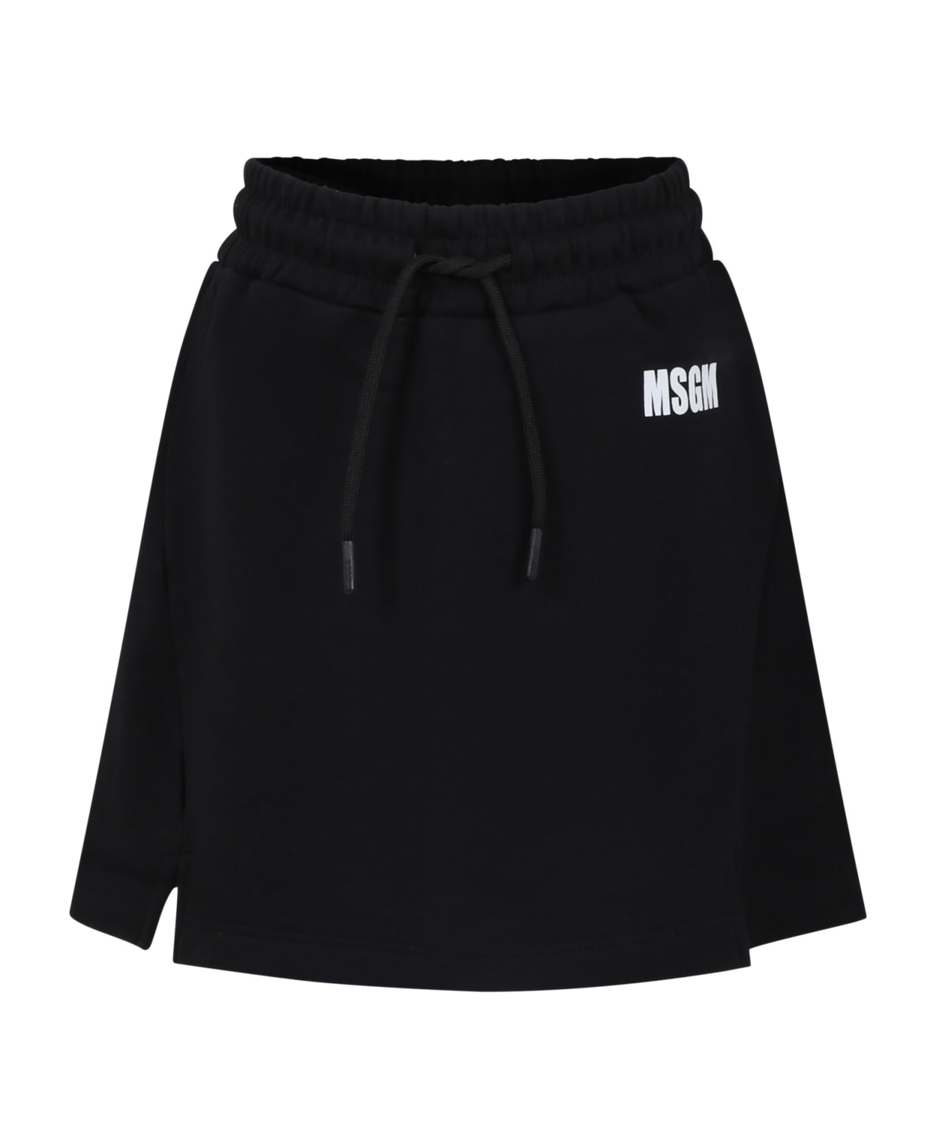 MSGM Black Skirt For Girl With Logo And Writing