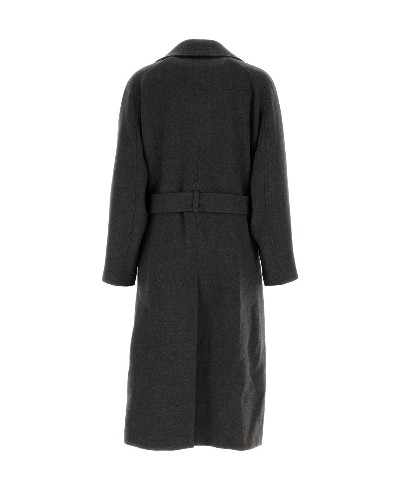 Saint Laurent Charcoal Cashmere Coat - GRISCHINE