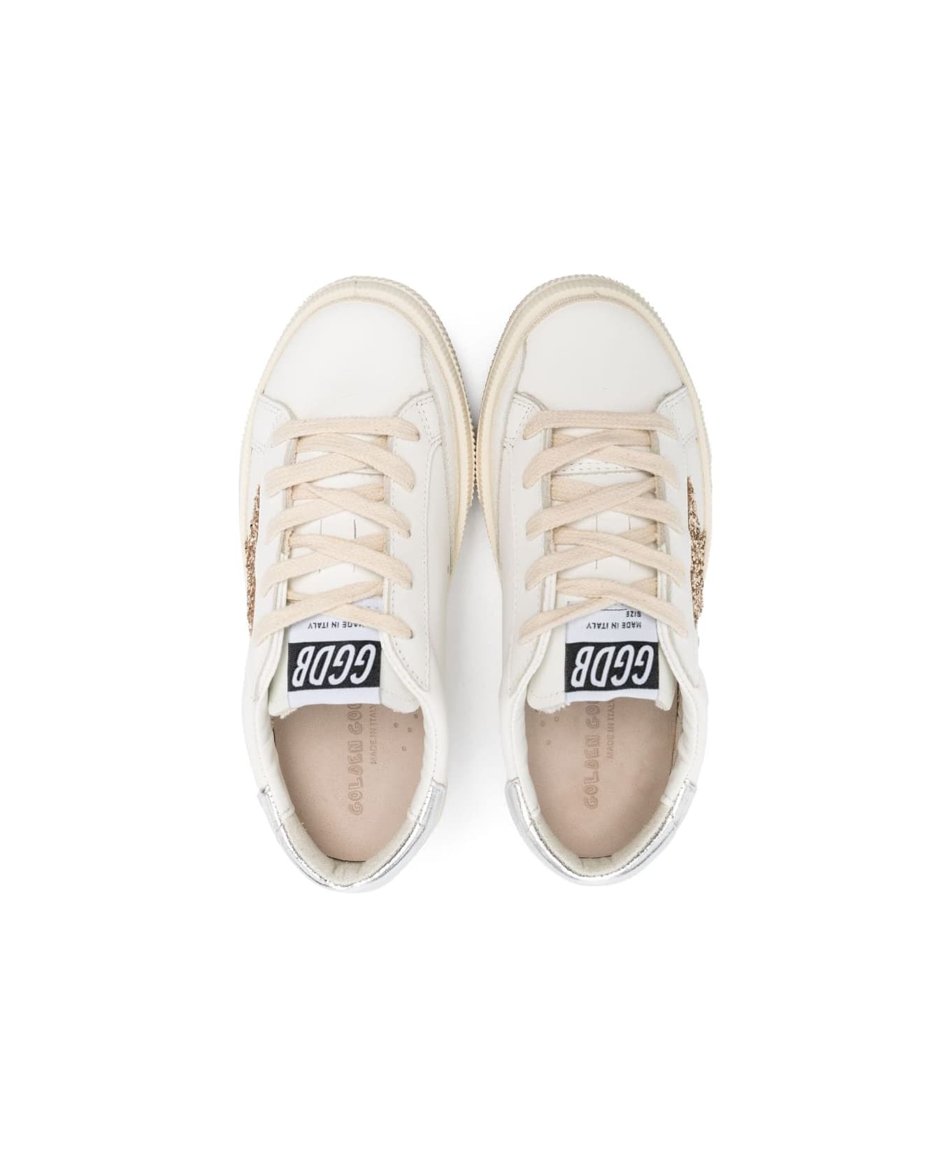Golden Goose Sneakers Bianche In Pelle Con Lacci Bambina - Bianco