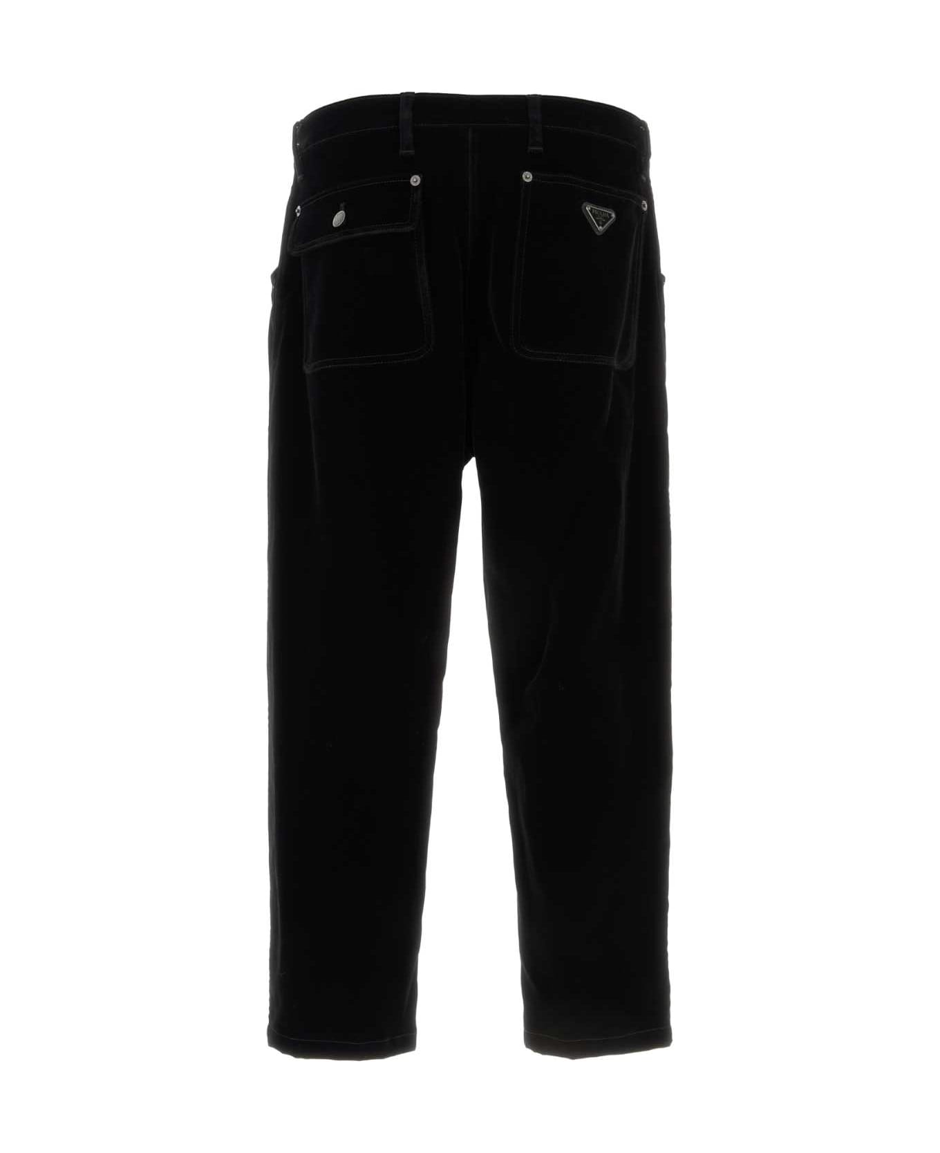 Prada Black Velvet Denim Pant - BLACK