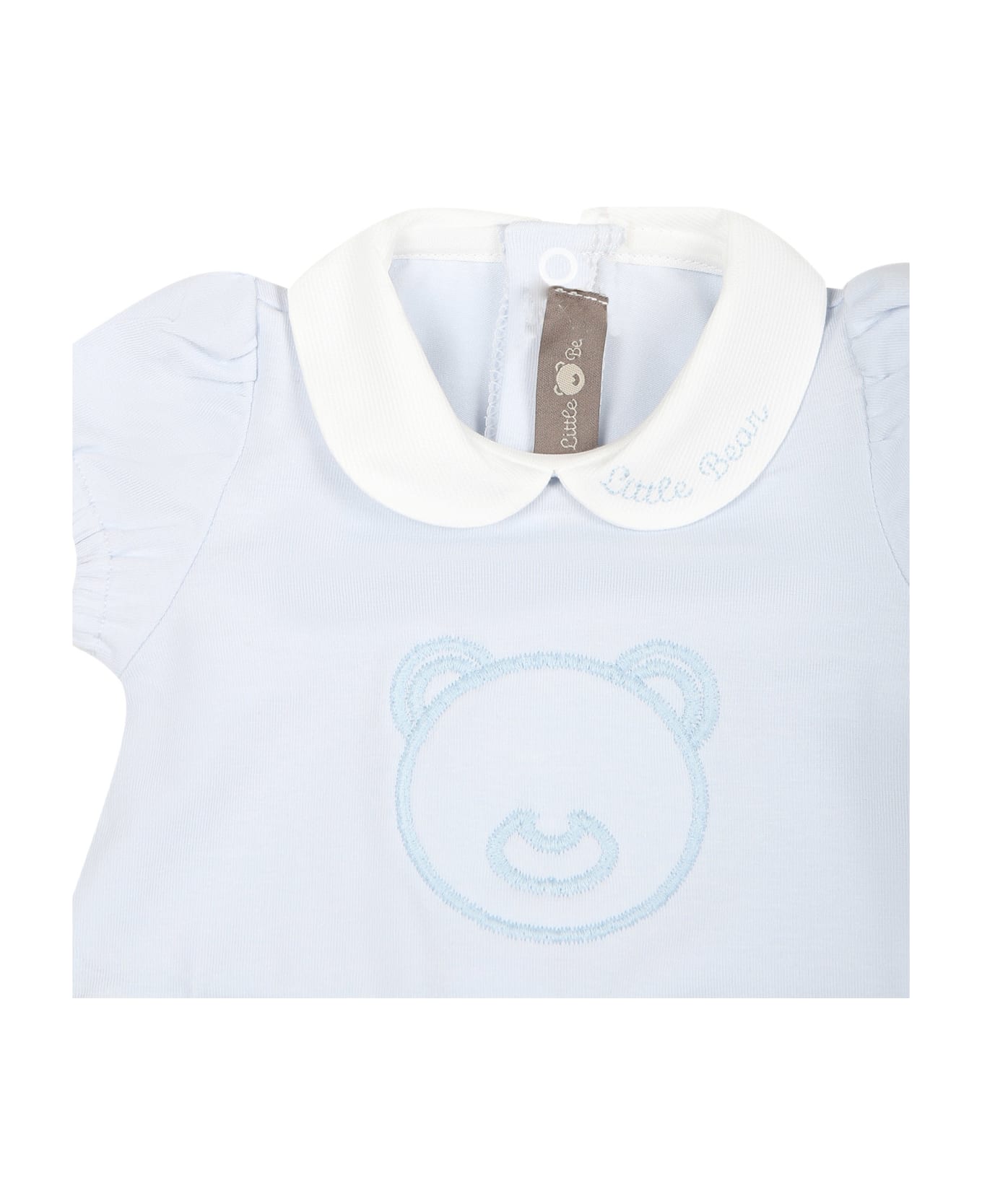 Little Bear Light Blue Romper For Baby Boy With Bear - Light Blue ボディスーツ＆セットアップ