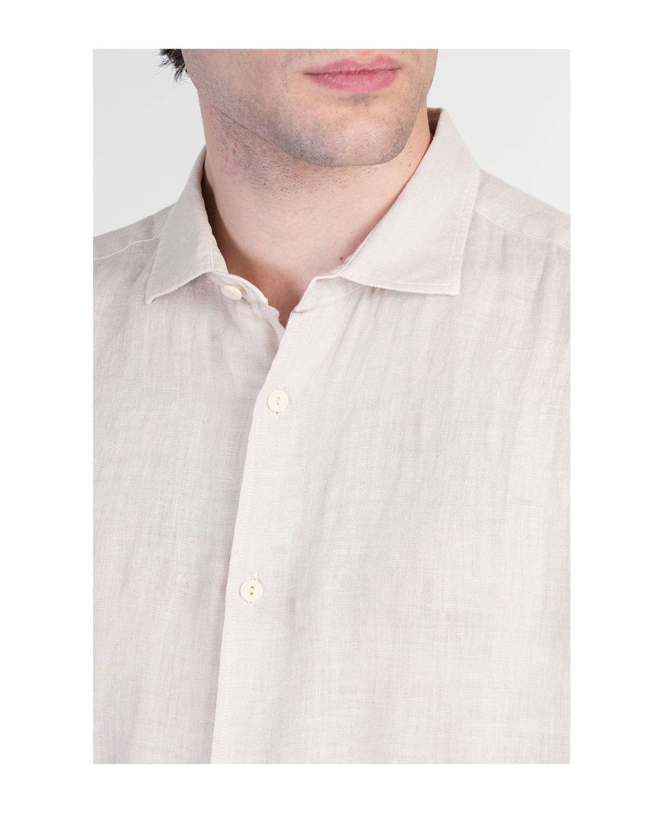 MC2 Saint Barth Pamplona Shirt In Beige Linen - beige