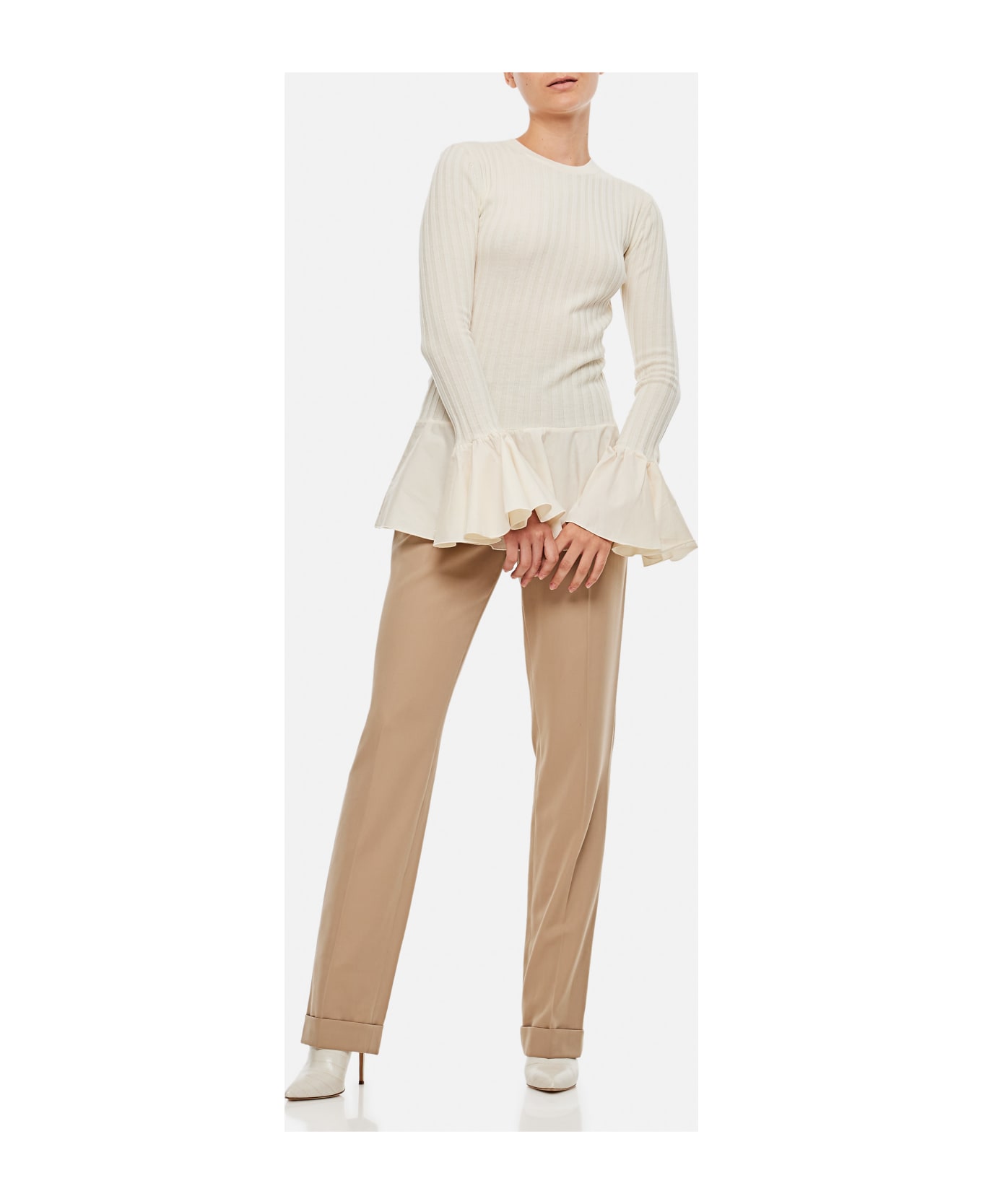 Ralph Lauren Graison Full Length Pleated Pants - Beige