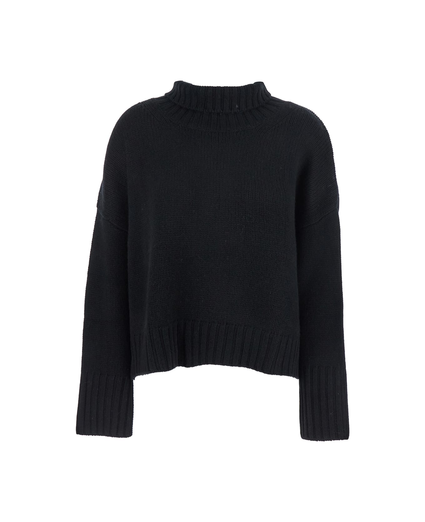 Goat 
girlfriend
 Black Turtleneck Sweater With Ribbed Trims In Cashmere Woman - Black