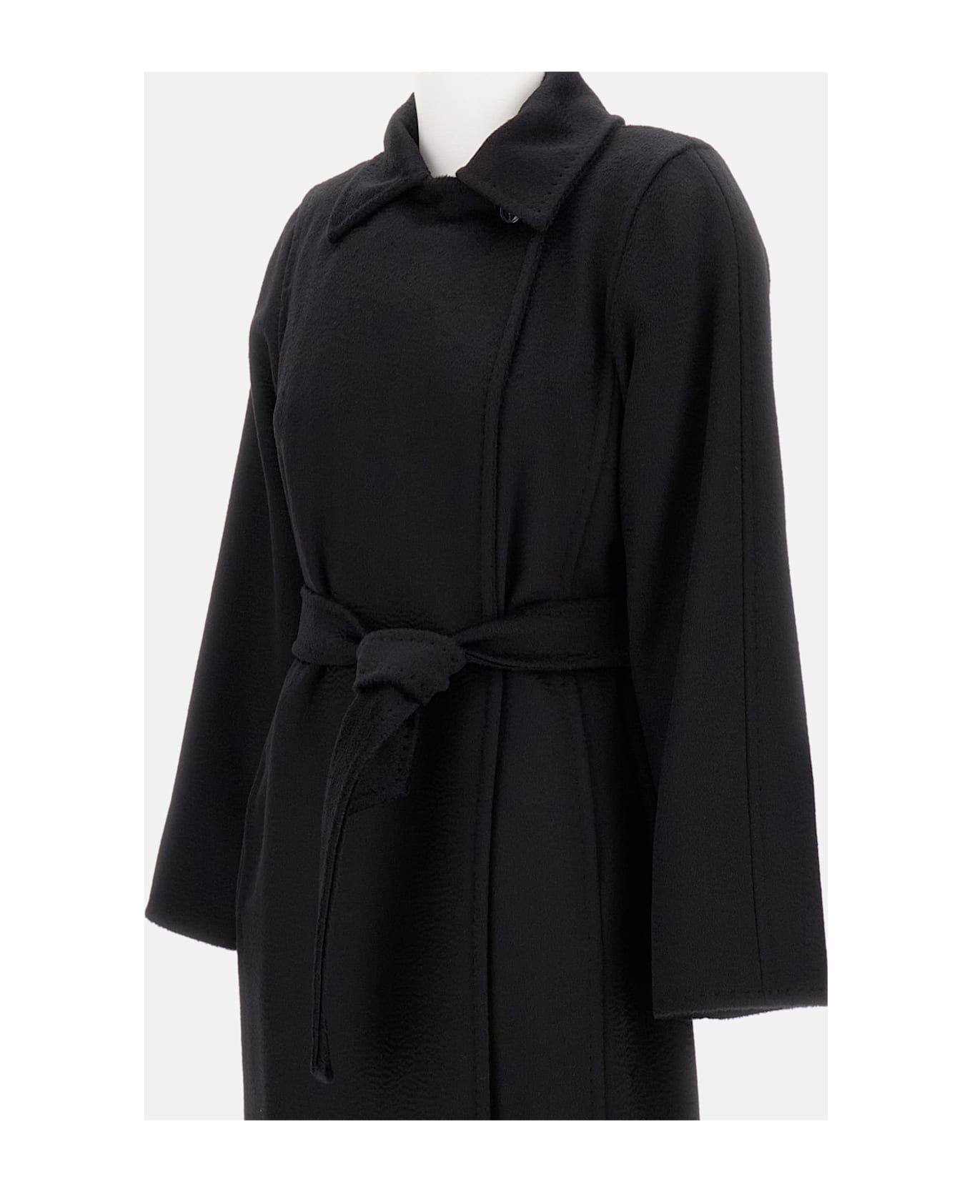 Max Mara Manuela Camel Sable Long Robe Coat - Black