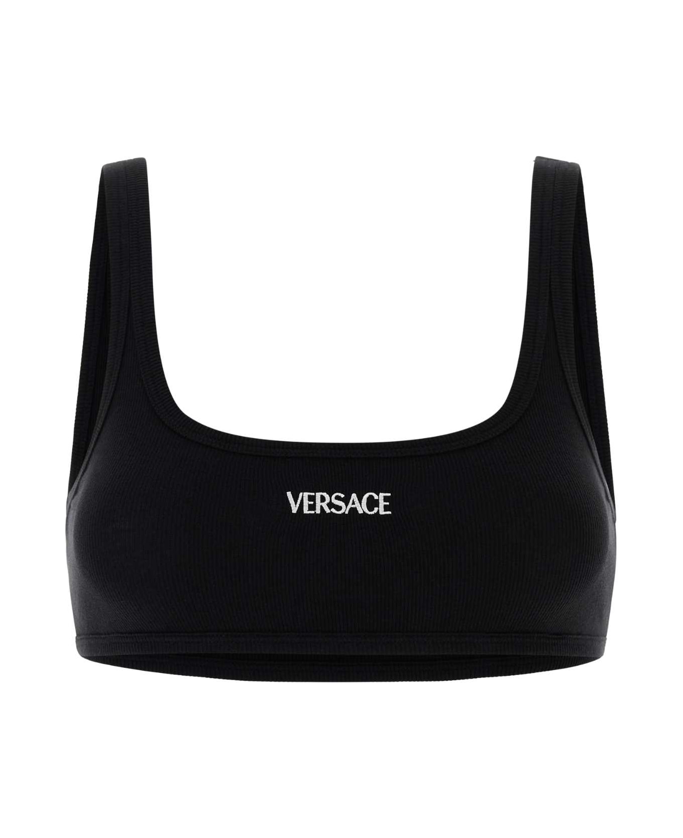 Versace Black Stretch Cotton Bra - BLACK