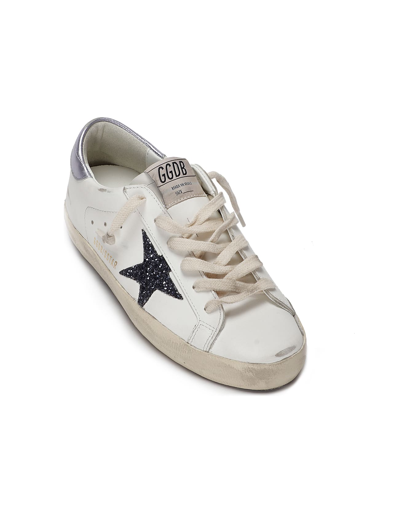 Golden Goose Super Star Leather Upper And Toe Glitter Star Lami - WHITE/BLACK/GLICINE