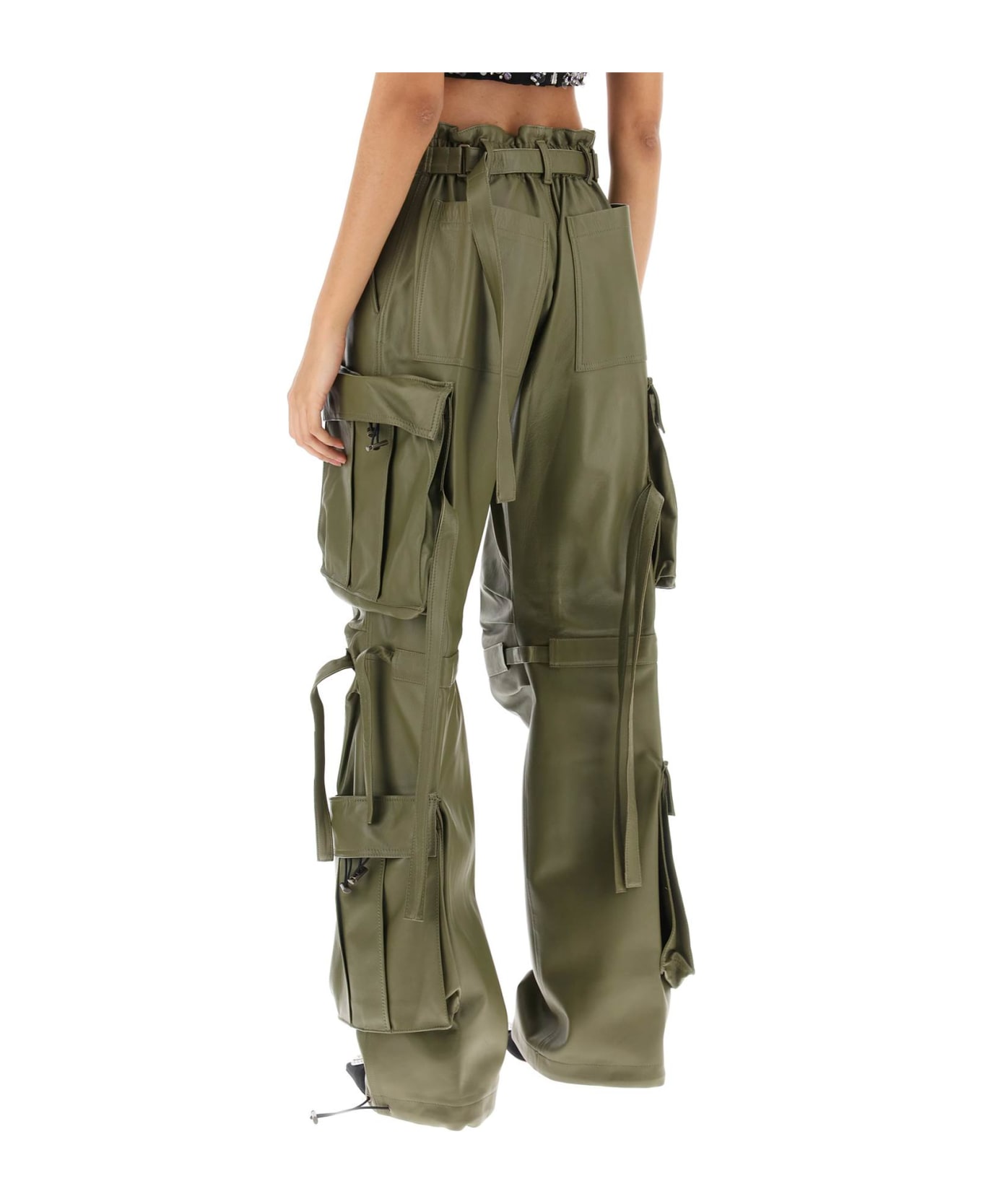 DARKPARK Lilly Cargo Pants In Nappa Leather - OLIVE (Khaki)