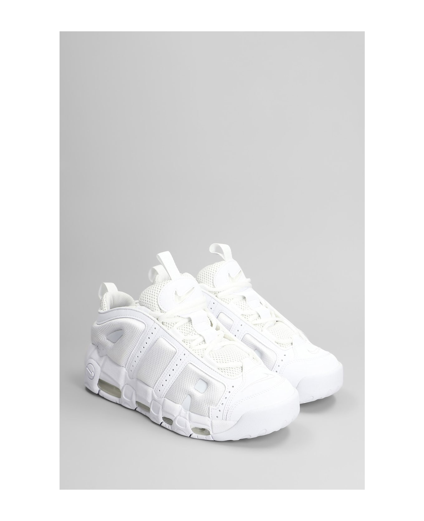 Nike Air More Uptempo Low Sneakers In White Leather And Fabric - white