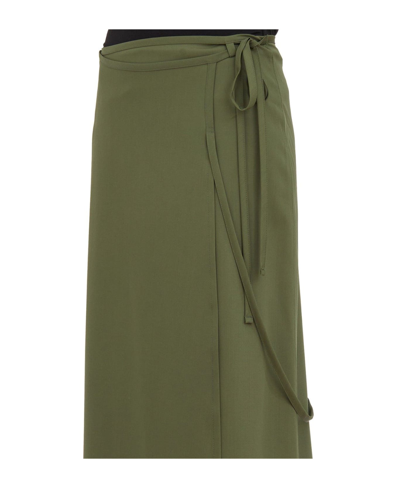 Lemaire Tied-waist Wrapped Midi Skirt - SMOKY GREEN