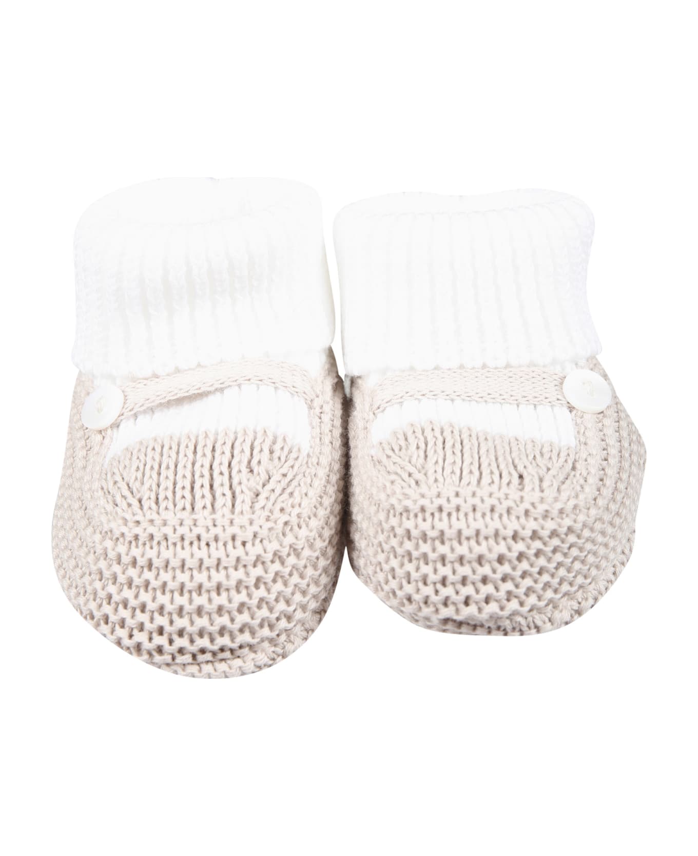 Little Bear Beige Bootees For Baby Kids - Beige アクセサリー＆ギフト