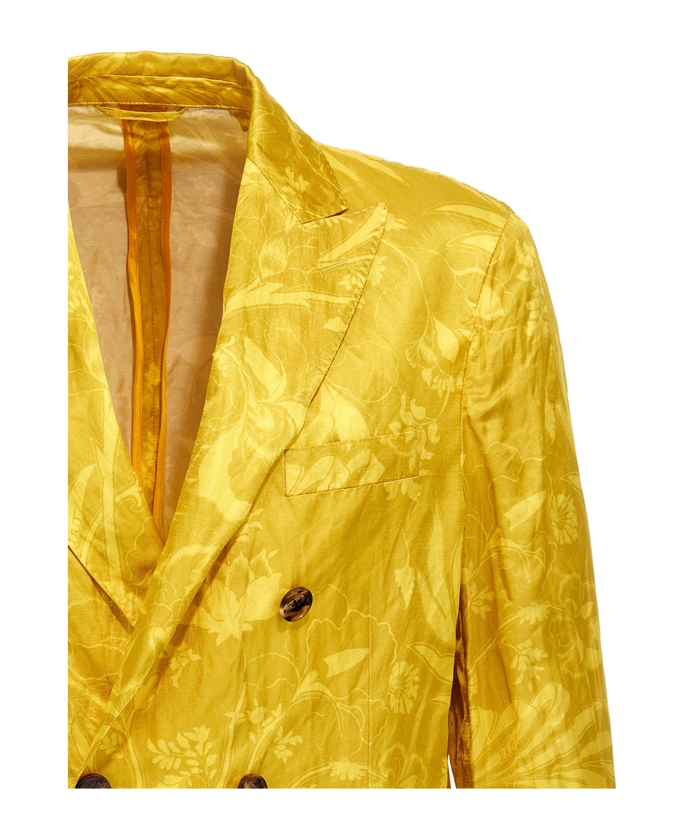 Etro Double Breast Ramage Blazer Jacket - Yellow