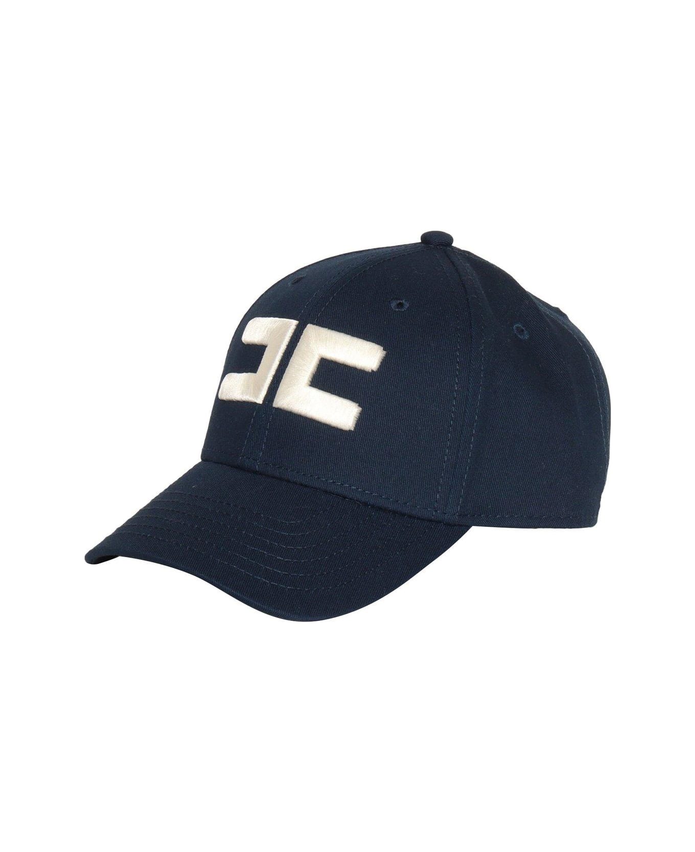 Elisabetta Franchi Blue Hat With Logo - Blu