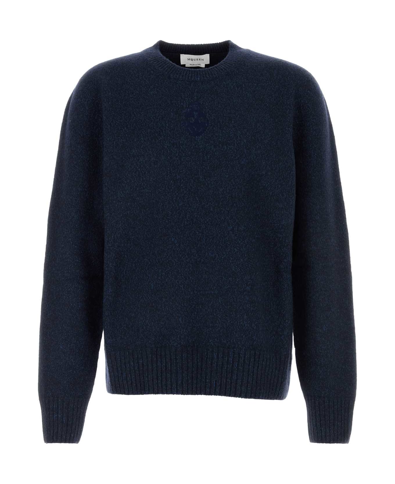 Alexander McQueen Melange Wool Blend Sweater - NAVYINDIGO