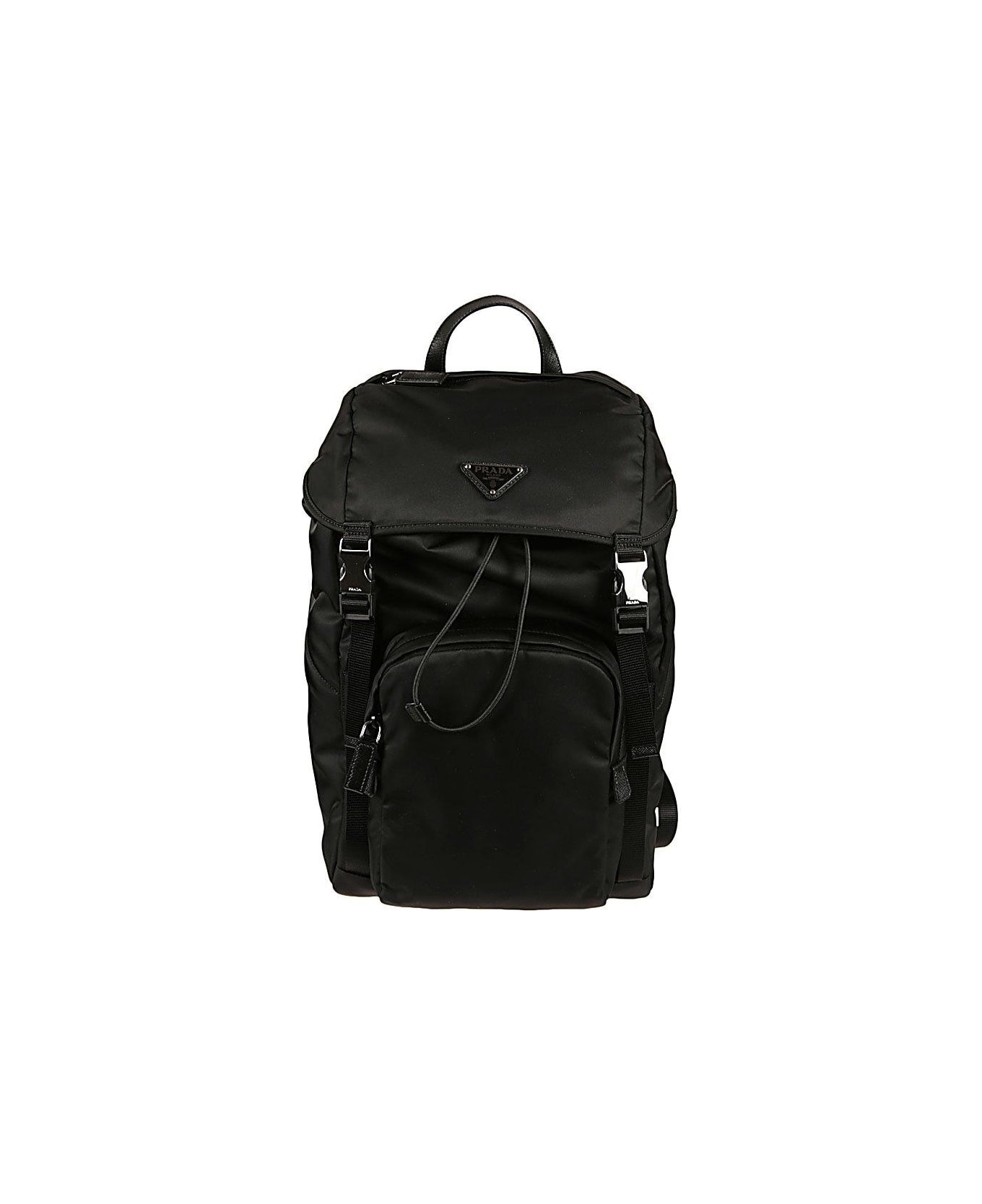 Prada Logo Patch Buckle-detailed Backpack - Black バックパック