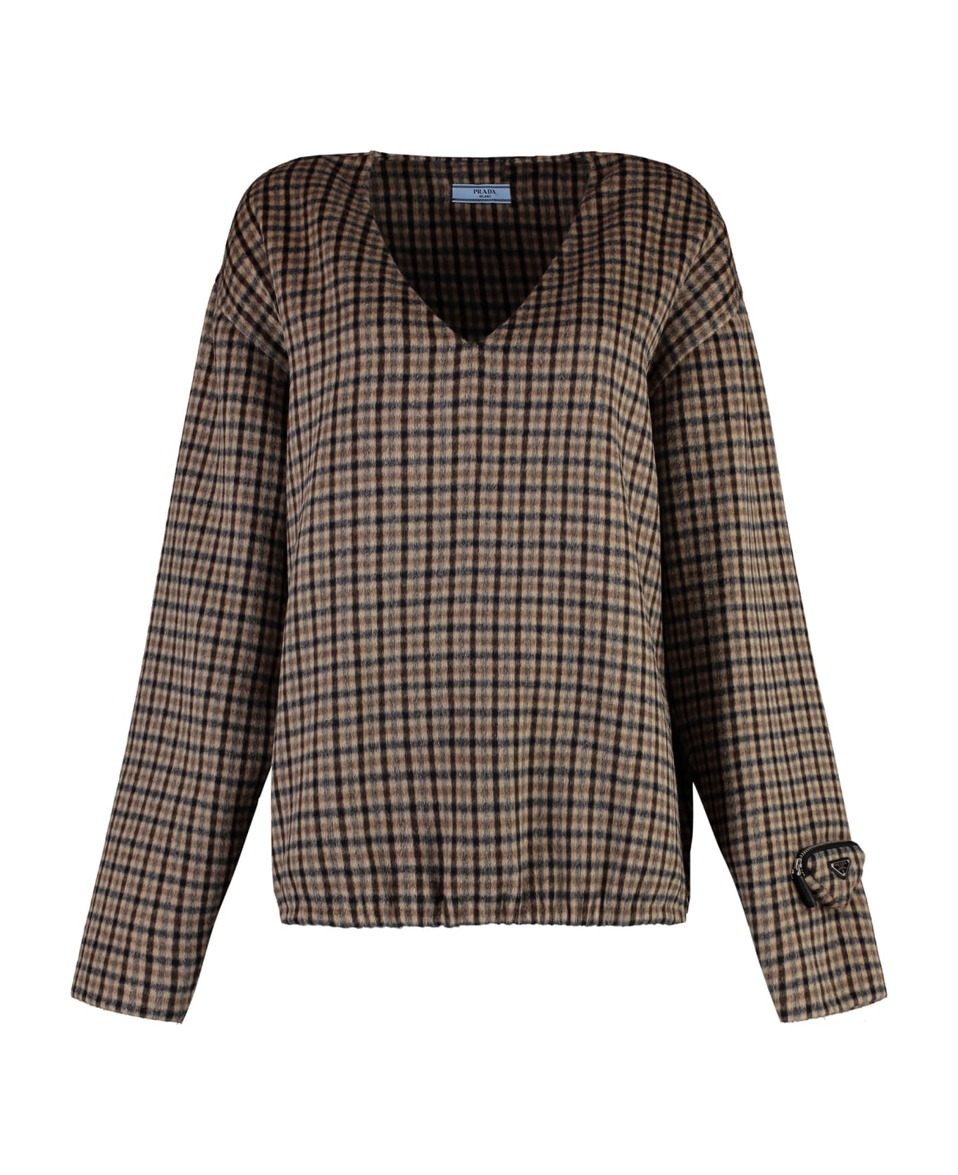 Prada Checked Cashgora Sweater - Beige ニットウェア