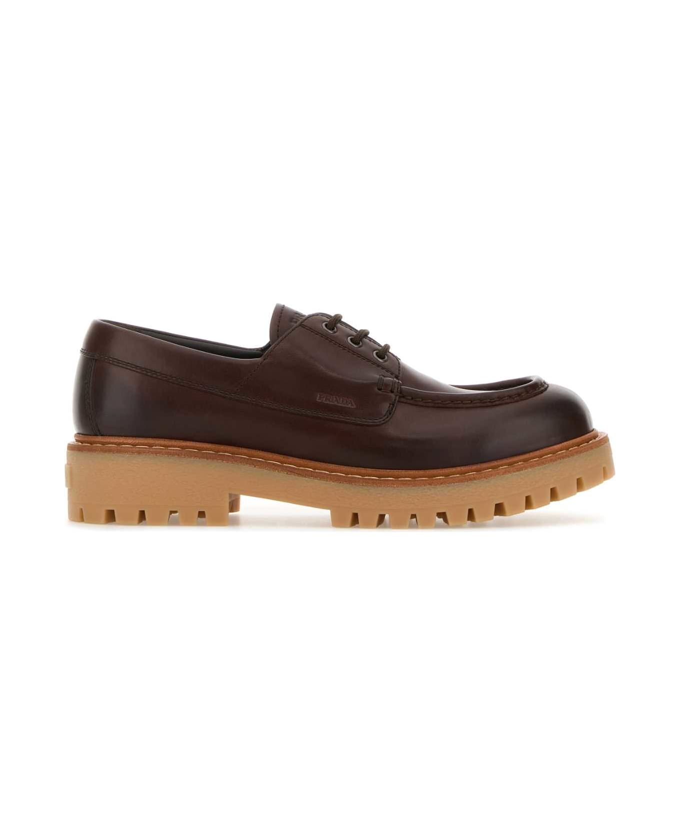 Prada Brown Leather Lace-up Shoes - EBANO