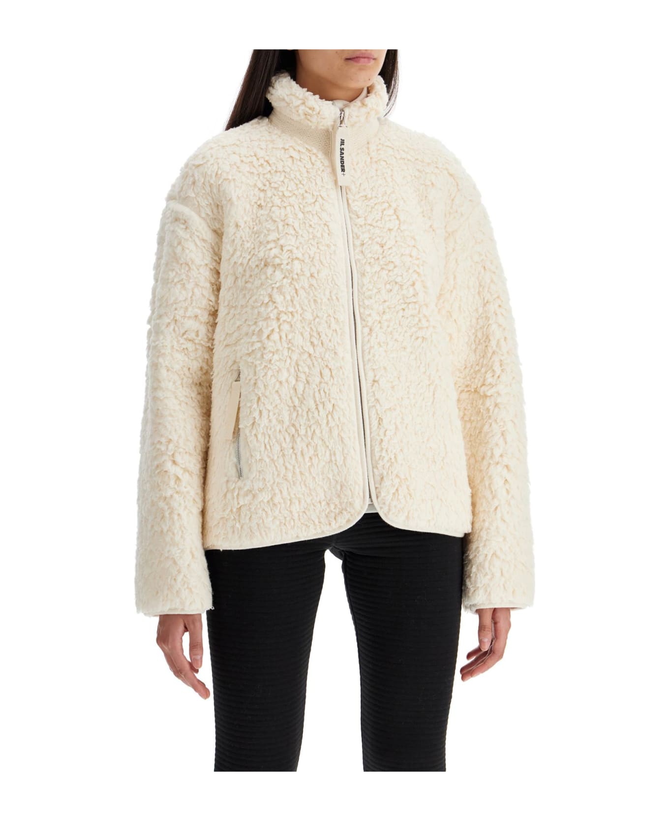 Jil Sander Jacket In Teddy Knit - EGGSHELL