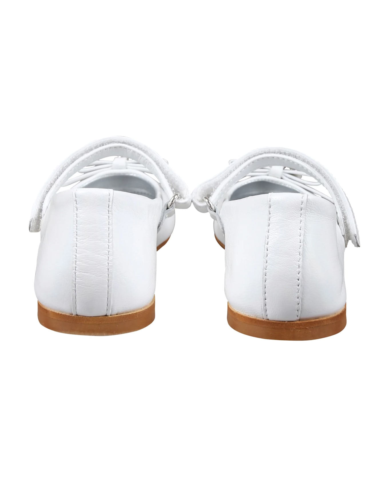 Monnalisa White Ballet Flats For Girl - White