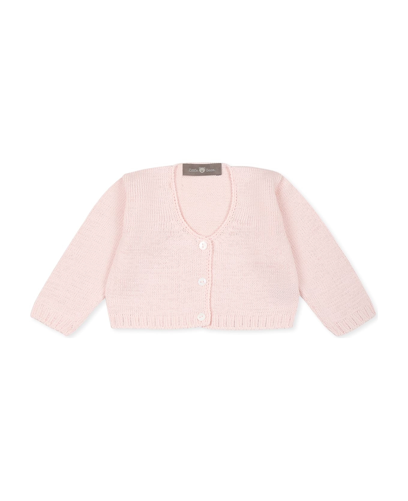 Little Bear Pink Cardigan For Baby Girl - Pink