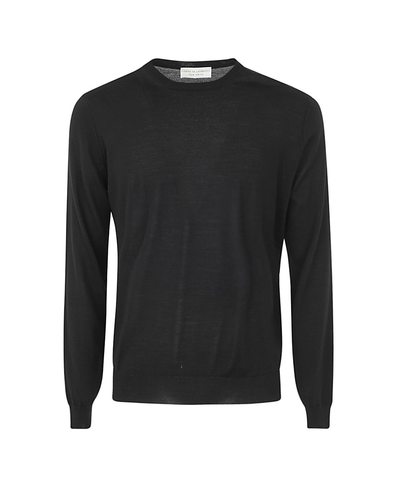 Filippo De Laurentiis Royal Merino Long Sleeves Crew Neck Sweater - Black