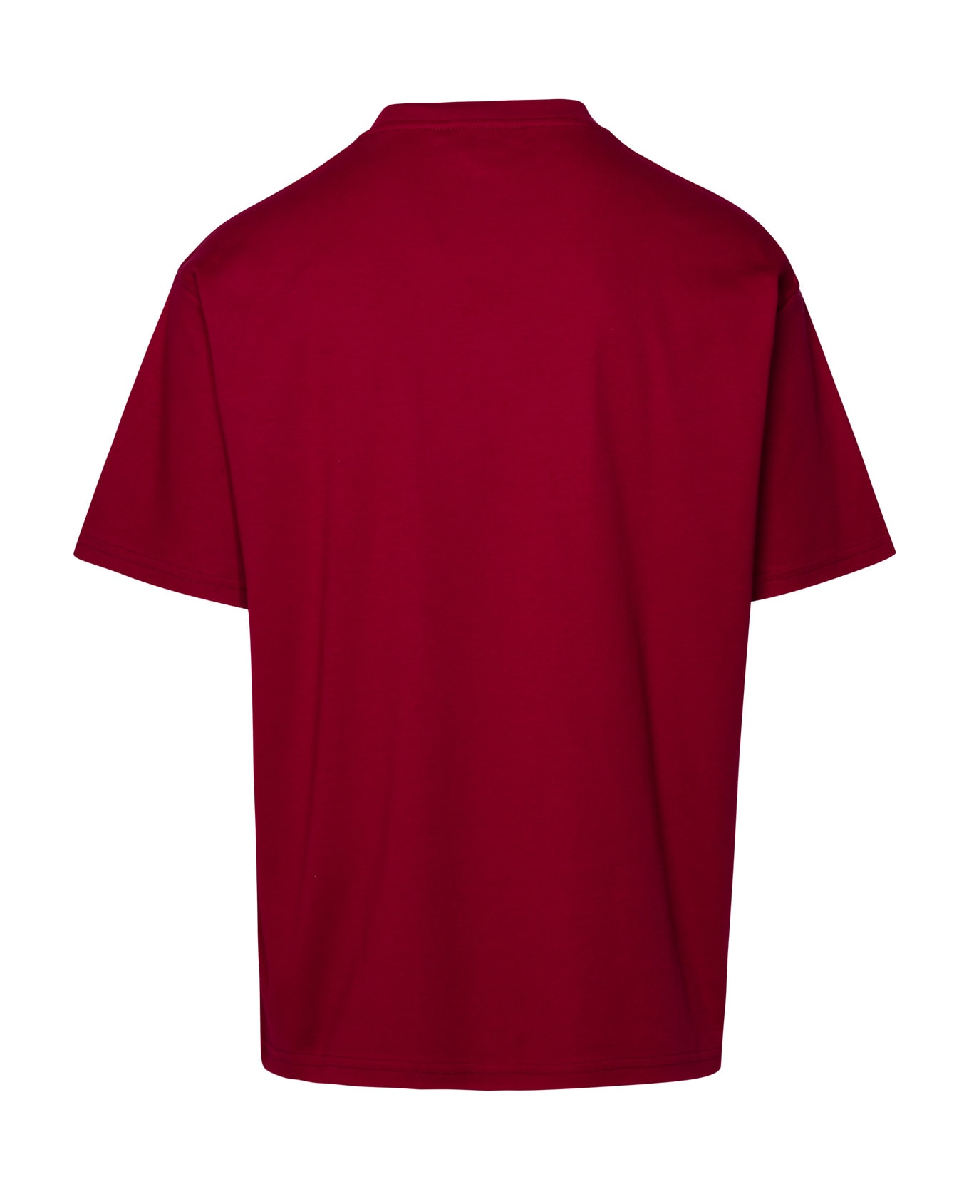 GCDS Burgundy Cotton T-shirt - Bordeaux