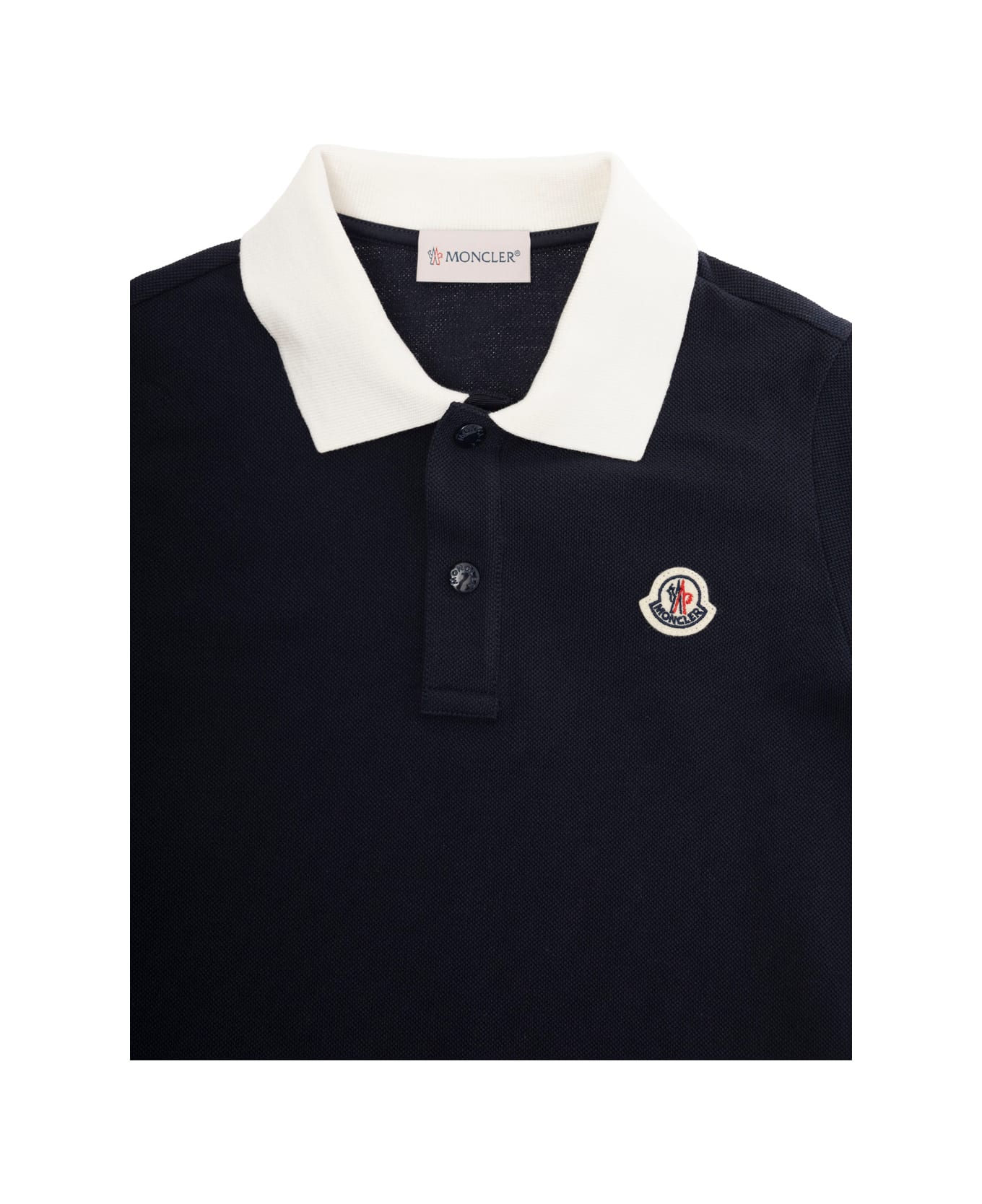 Moncler Blue Polo Shirt With Logo Patch In Cotton Boy - Blu Tシャツ＆ポロシャツ