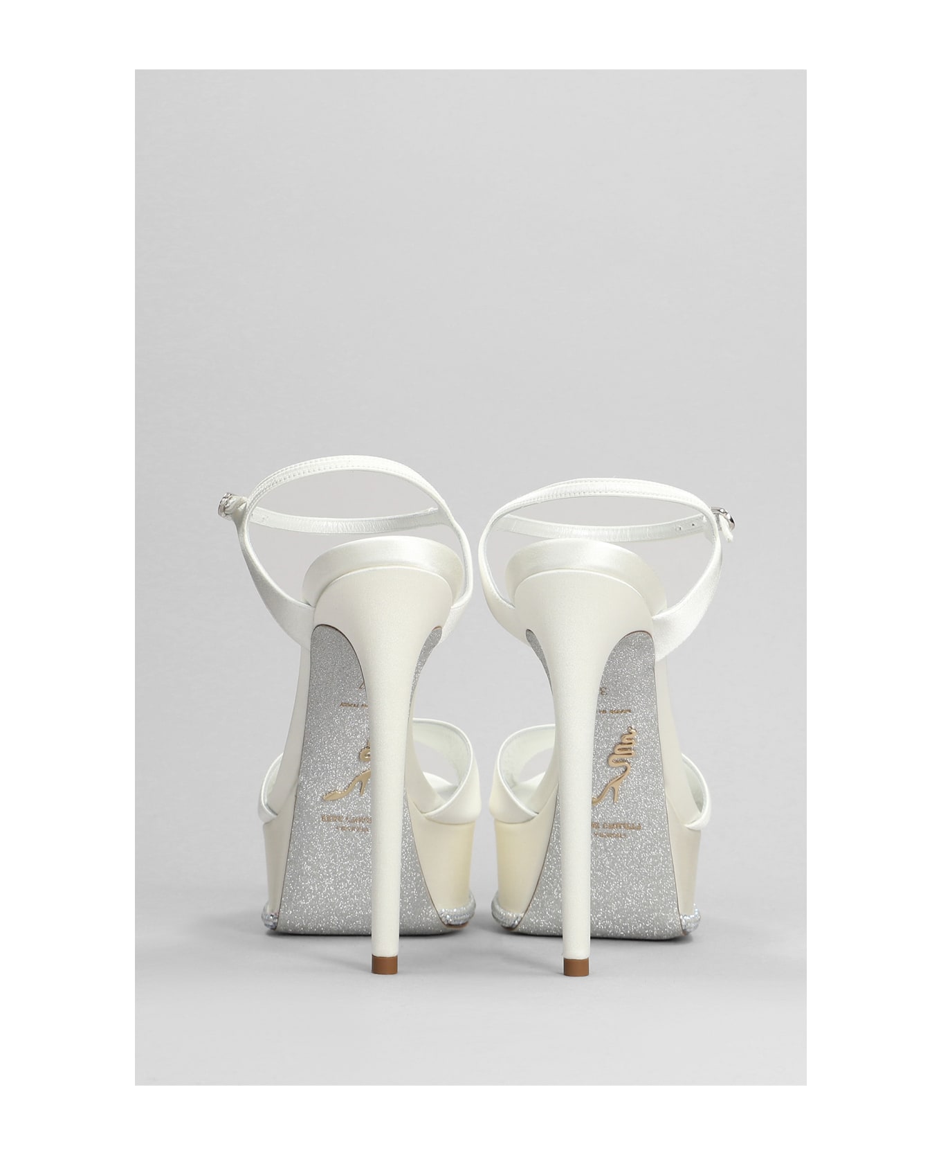 René Caovilla Anastasia Sandals In White Satin - white