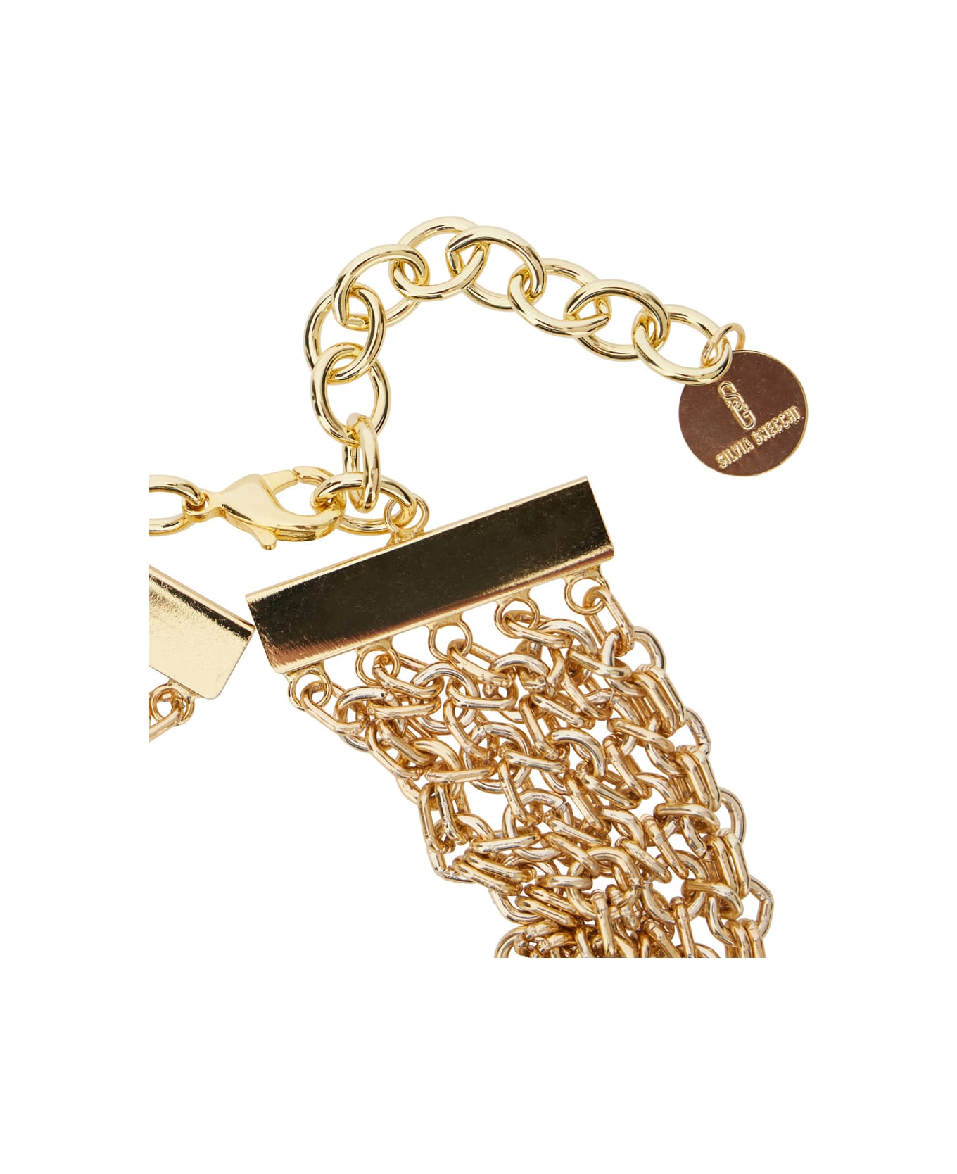 Silvia Gnecchi 
bandite
 Gold-colored Necklace With Chain Design And Logo Pendant In Brass Woman - Metallic