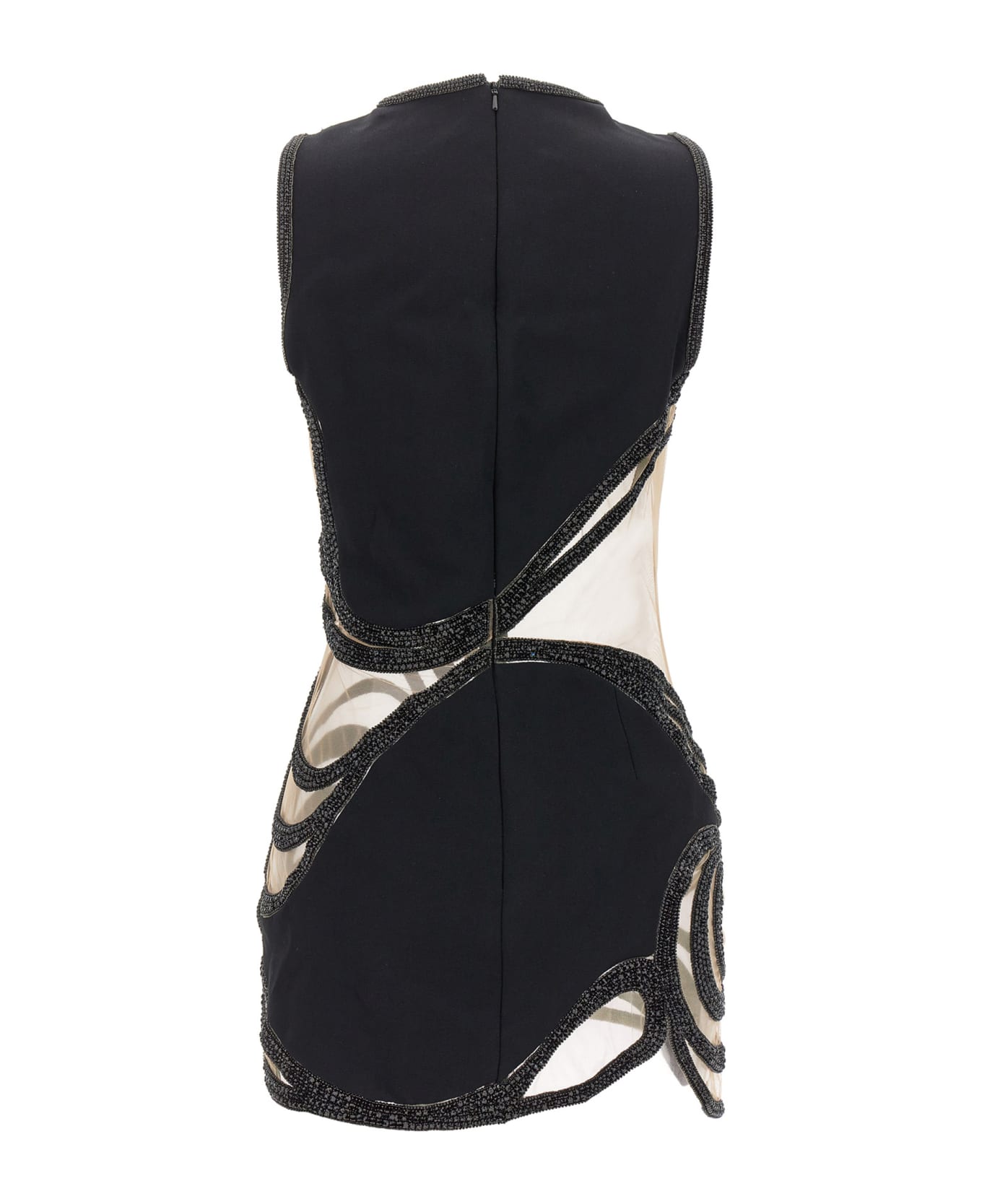 David Koma 'crystal Wave And Tulle Mini' Dress - Black  