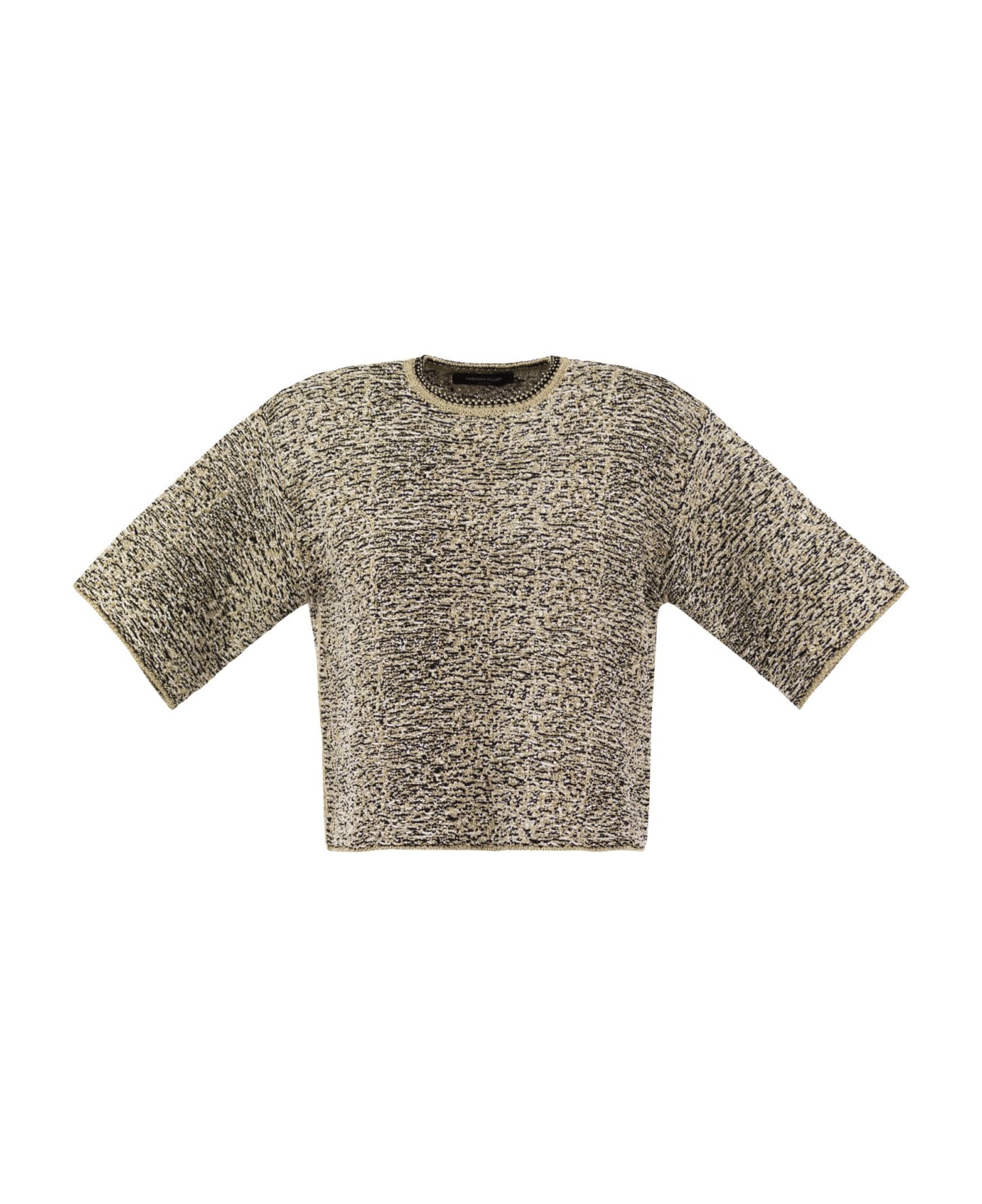 Fabiana Filippi Stitch Tweed T-shirt - Black/gold Tシャツ