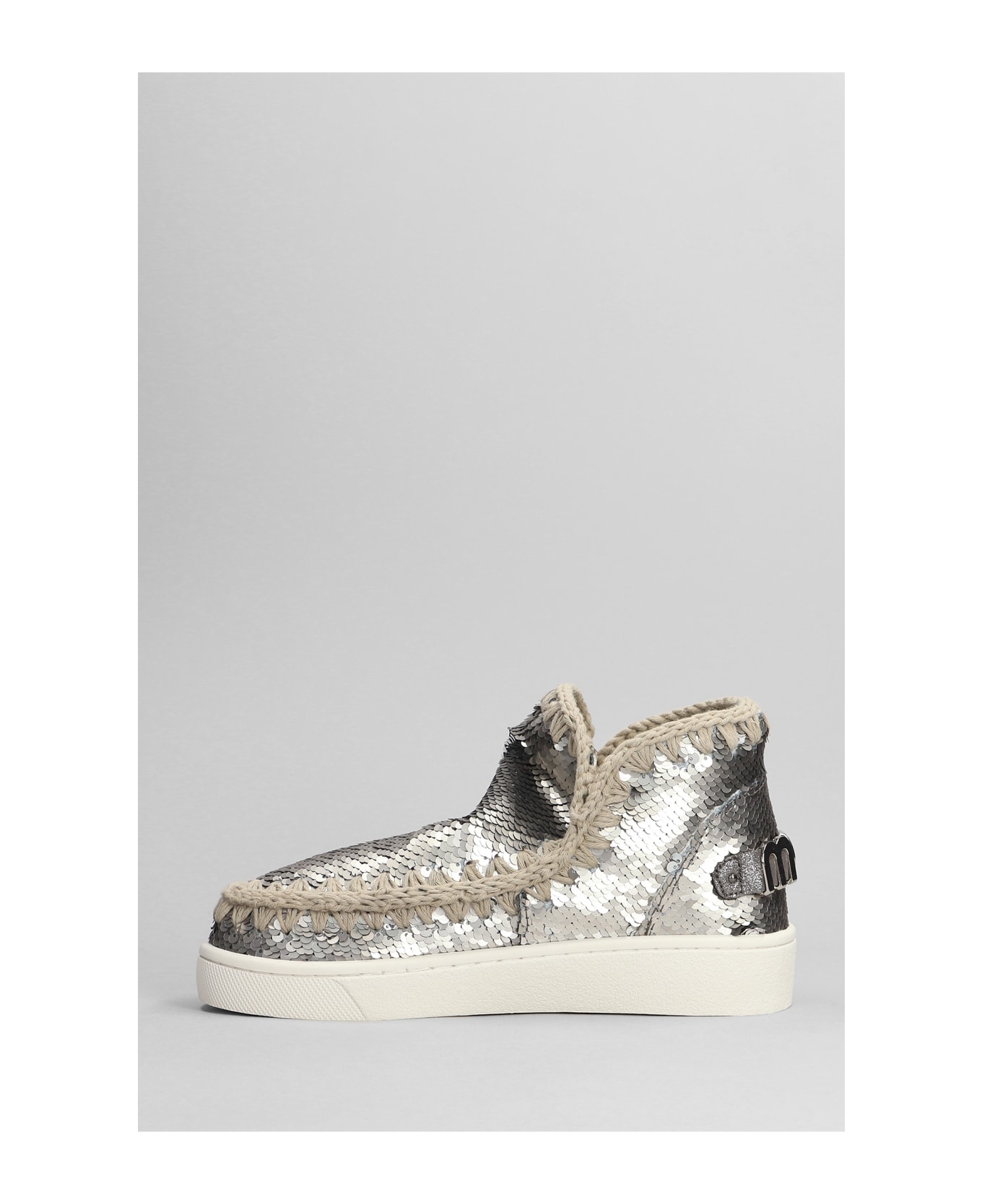 Mou Eskimo Sneaker Low Heels Ankle Boots In Gunmetal Synthetic Fibers - Gunmetal