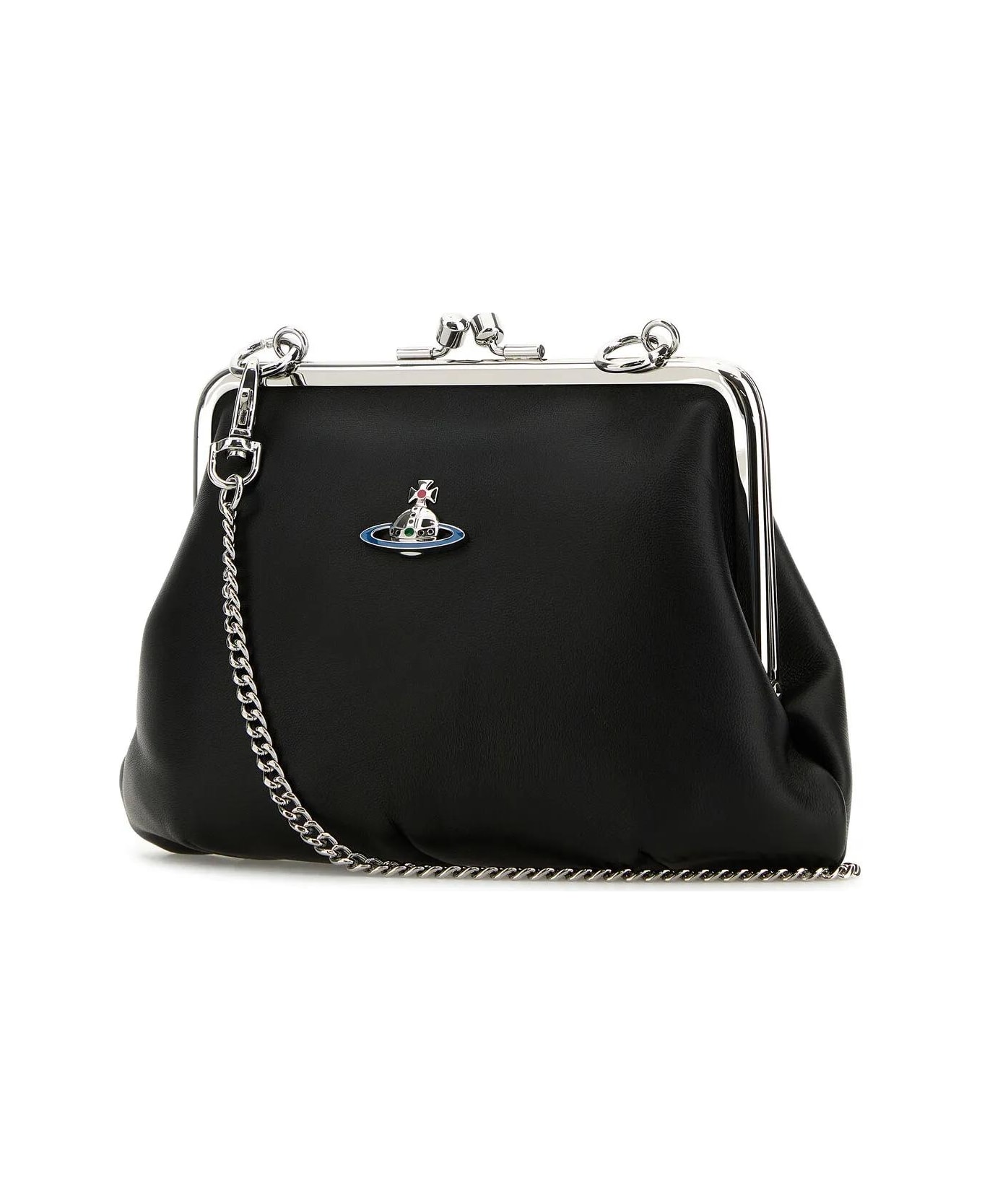 Vivienne Westwood Black Leather Granny Handbag - Nero
