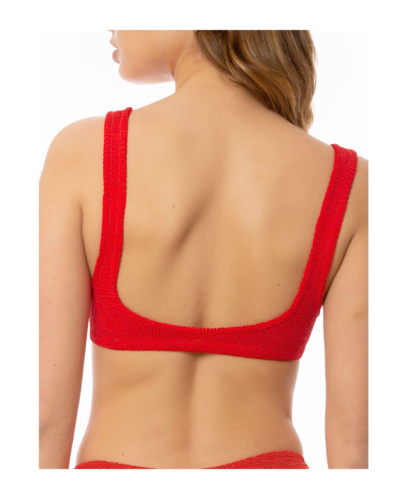 MC2 Saint Barth Woman Red Crinkle Bralette Top Swimsuit - RED
