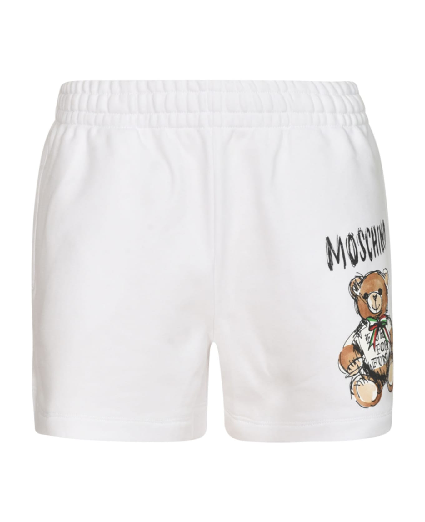 Moschino Logo Bear Shorts - White