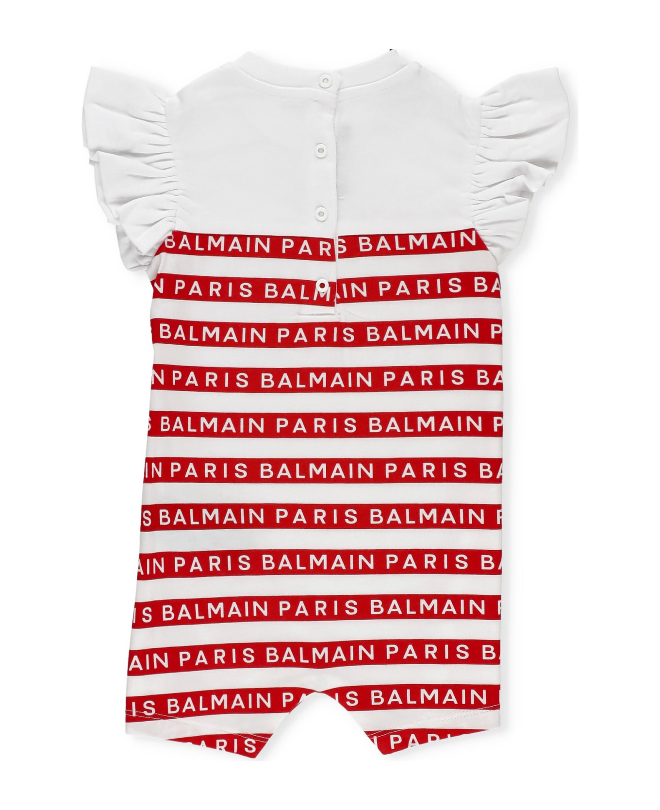 Balmain Jumpsuit With Logo - White ボディスーツ＆セットアップ