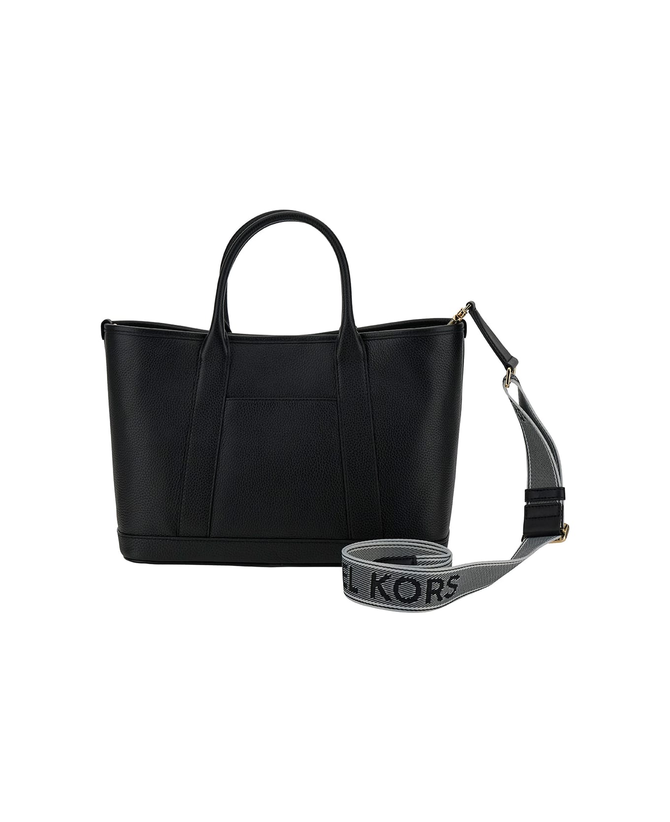 MICHAEL Michael Kors 'luisa' Black Tote Bag With Mk Logo Detail In Grain Leather Woman - Black