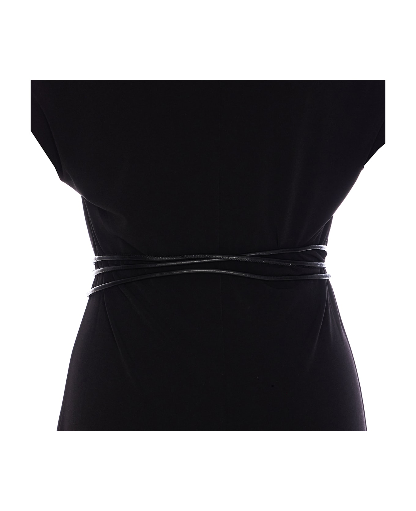Patrizia Pepe Boat Neck Dress With Belt - Black