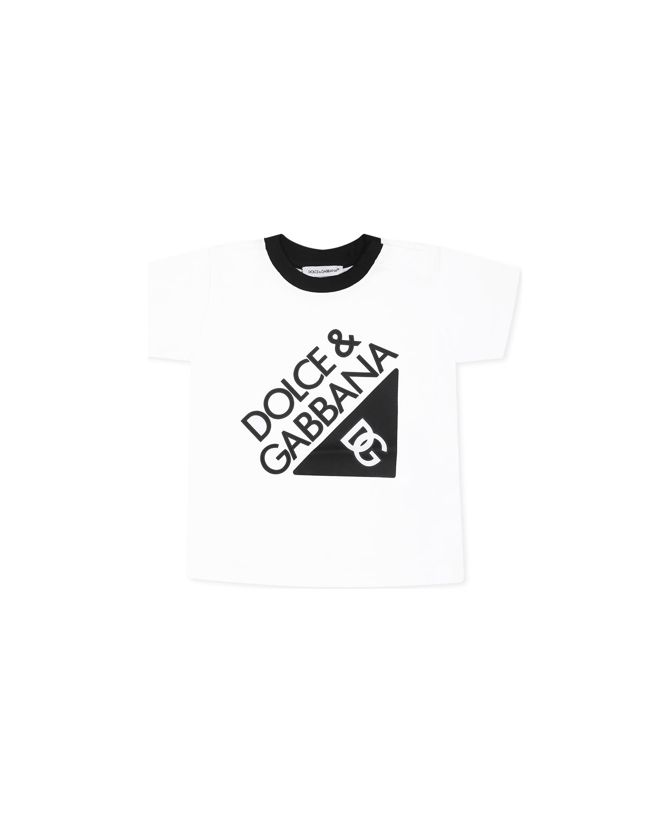 Dolce & Gabbana White T-shirt For Baby Kids With Logo - White
