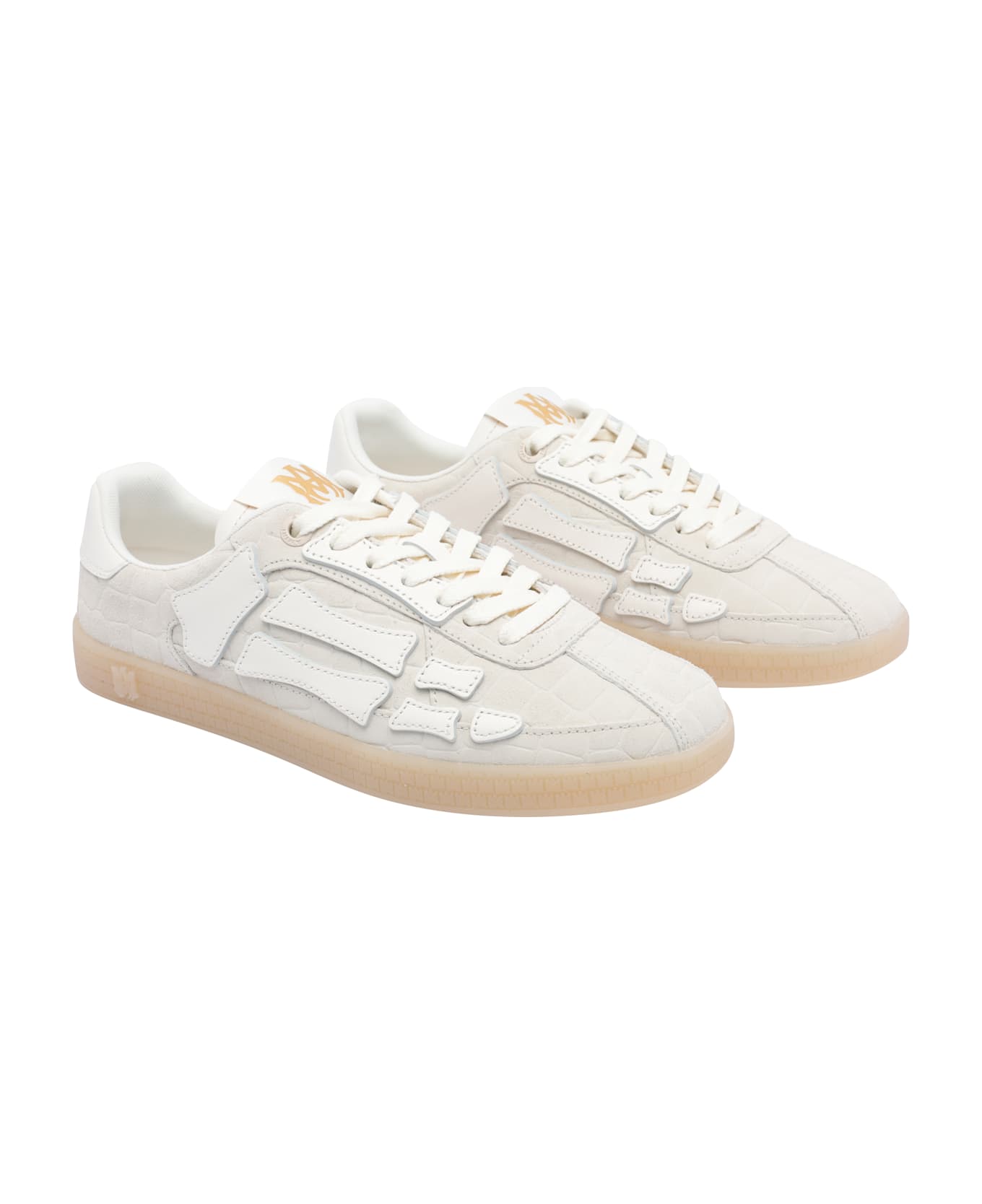 AMIRI Croc Debossed Pacific Bones Sneakers - White
