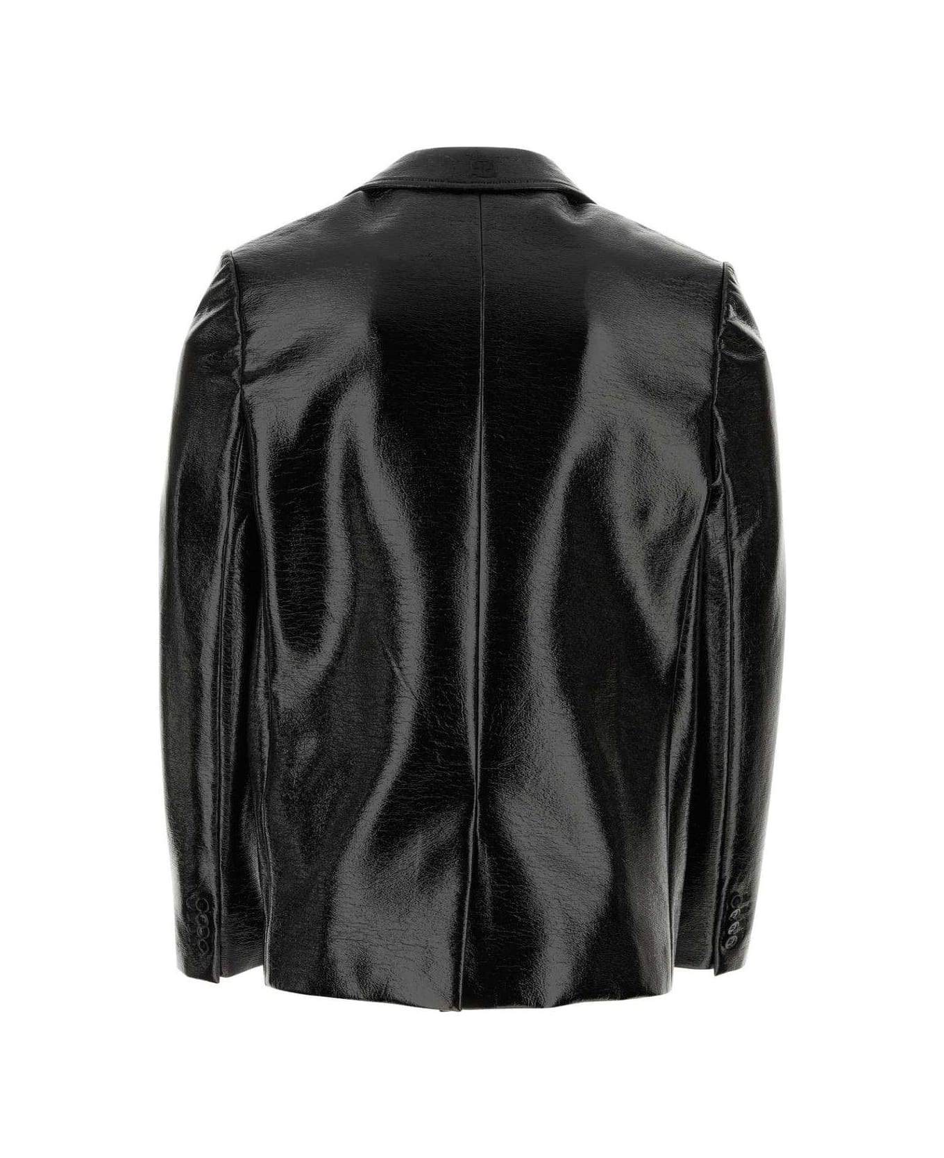 Courrèges Buttoned Leather Jacket - Black