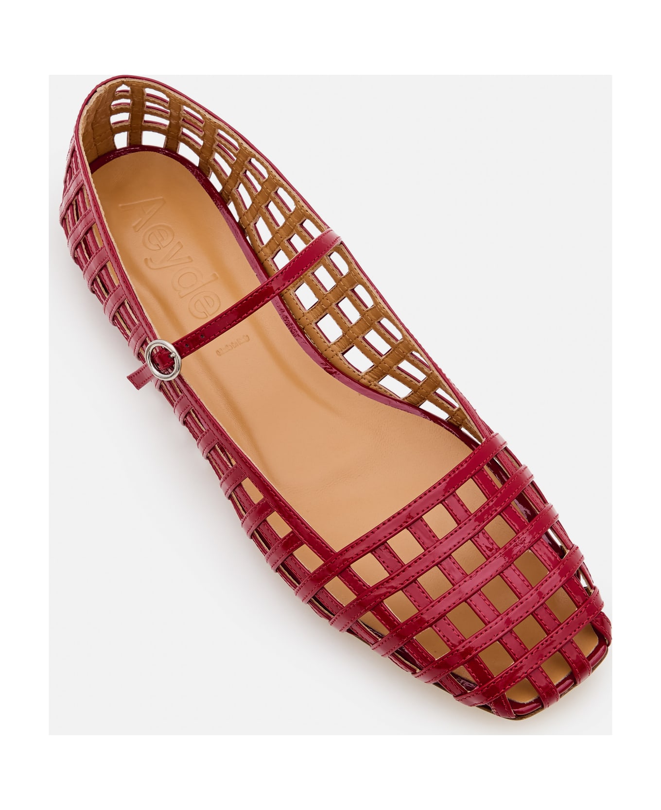 aeyde Uma Caged Patent Leather Ballet Flats - Red