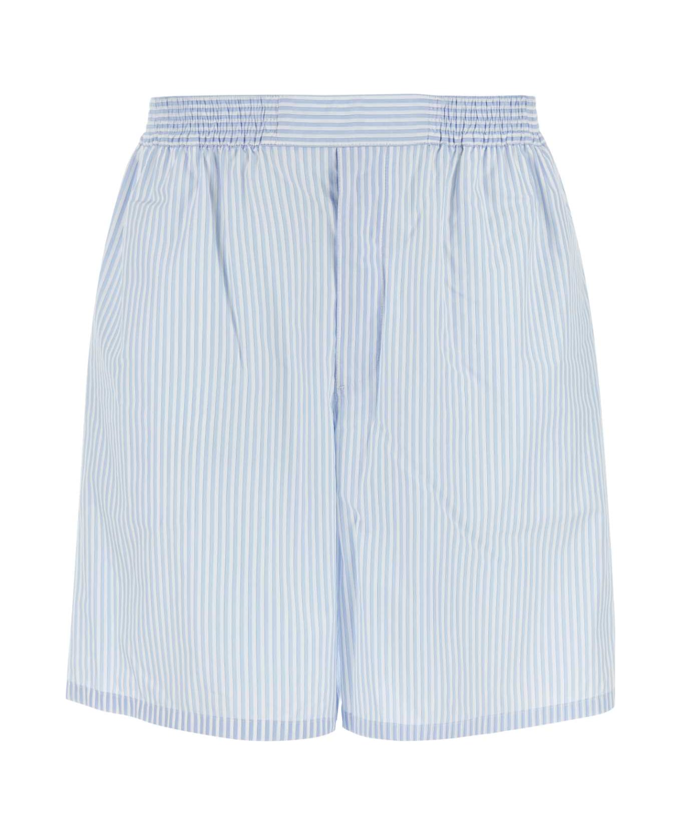 Prada Embroidered Cotton Bermuda Shorts - BIANCOCIELO