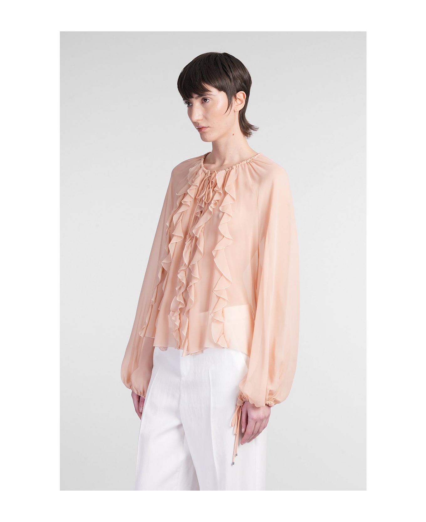 Blumarine Blouse In Rose-pink Silk - rose-pink