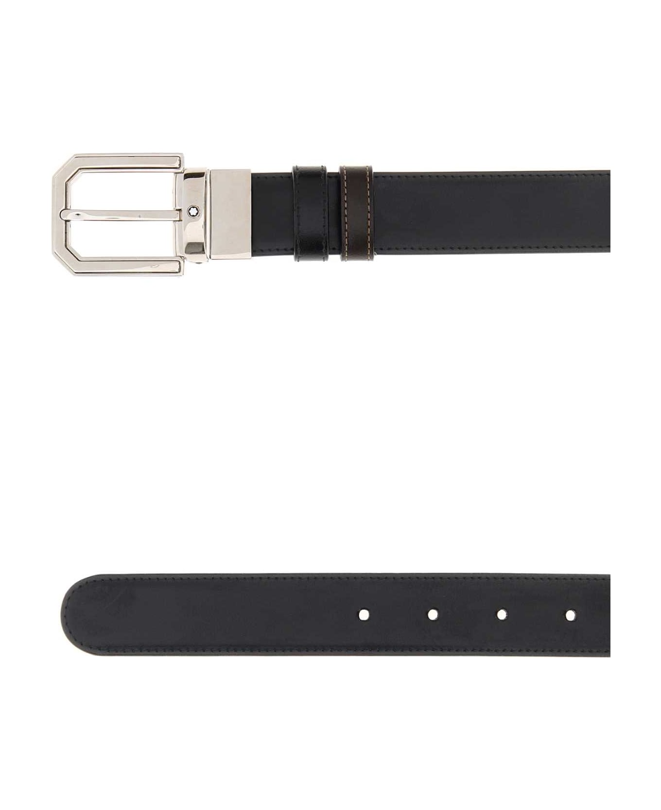 Montblanc Black Leather Reversible Belt - 000