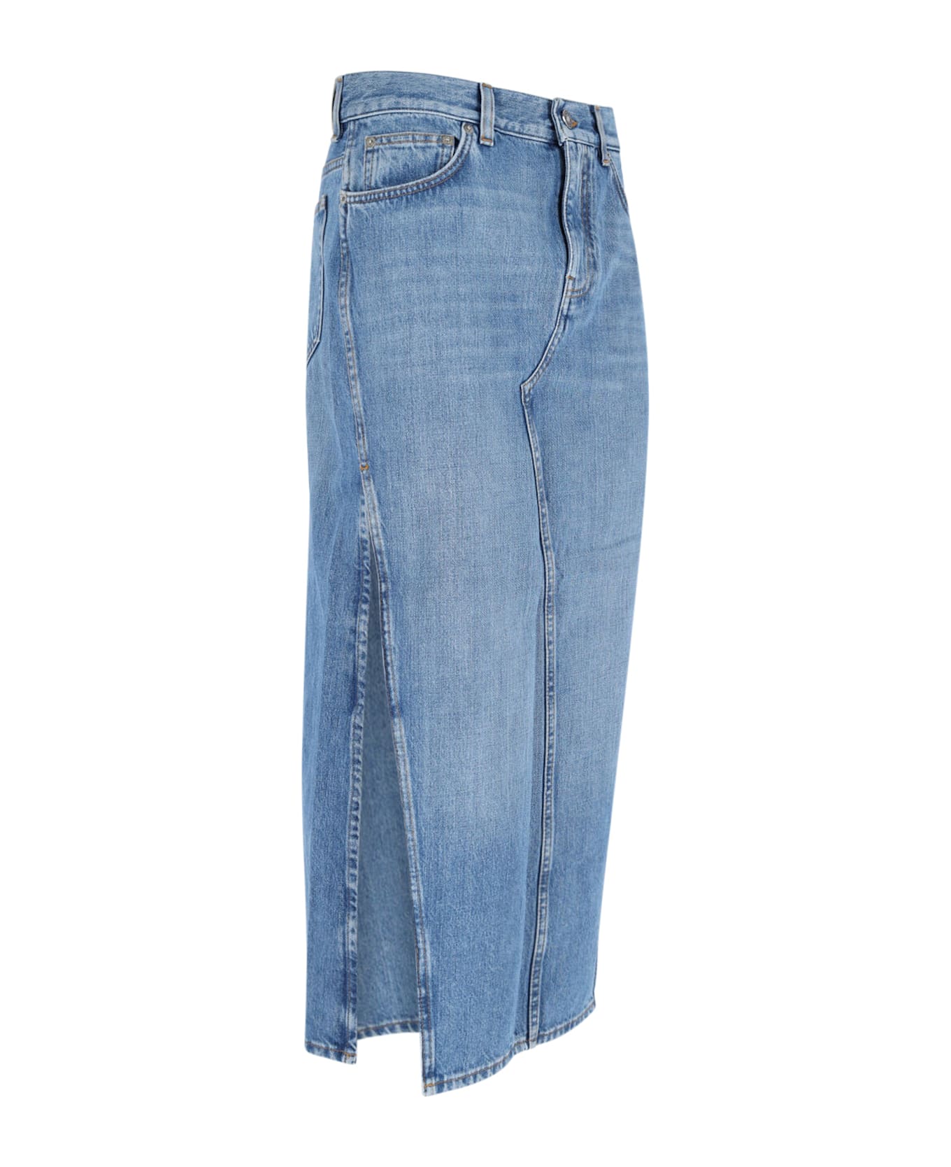 Givenchy Denim Midi Skirt - Light Blue