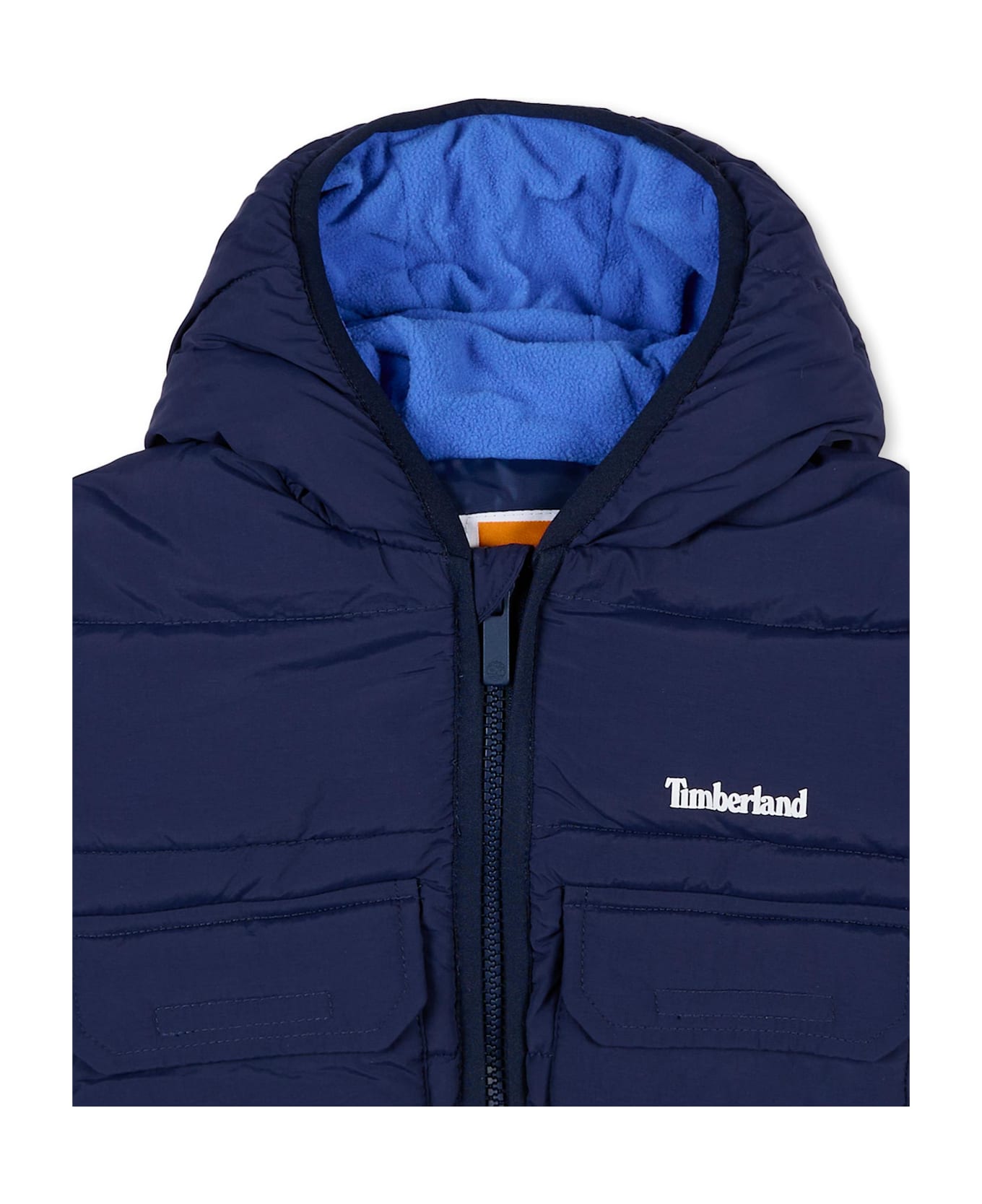 Timberland Blue Down Jacket For Baby Boy With Logo - Blue