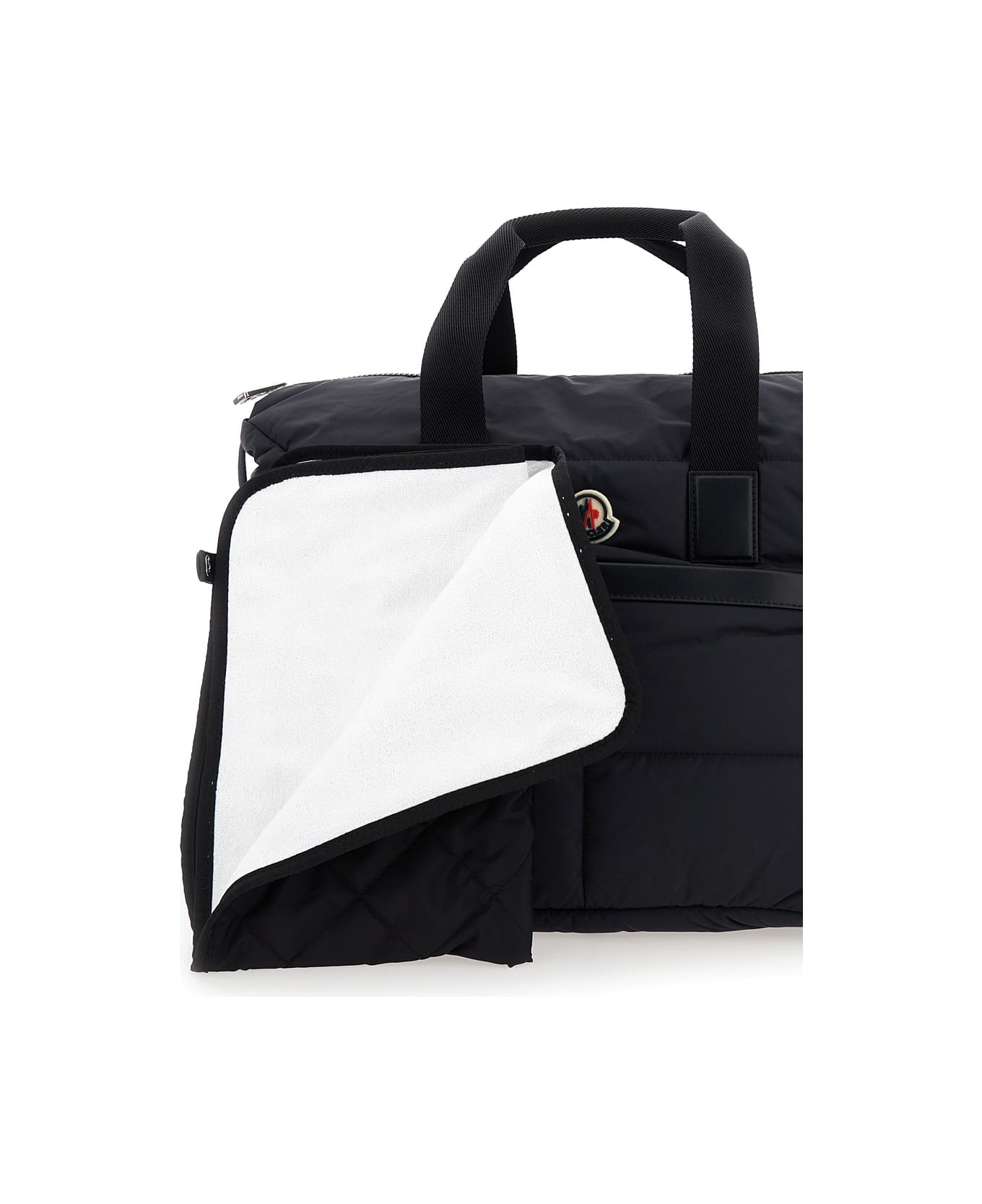 Moncler Black Diaper Bag With Logo Patch In Padded Fabric - Black