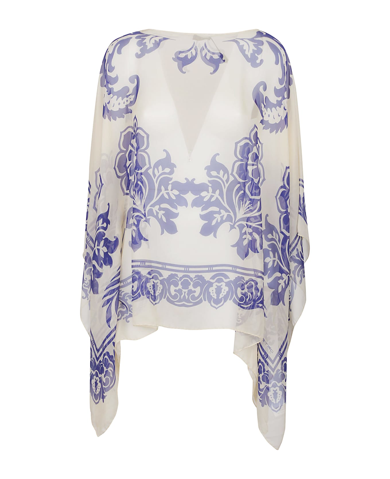 Etro Asymmetric Poncho - Bianco