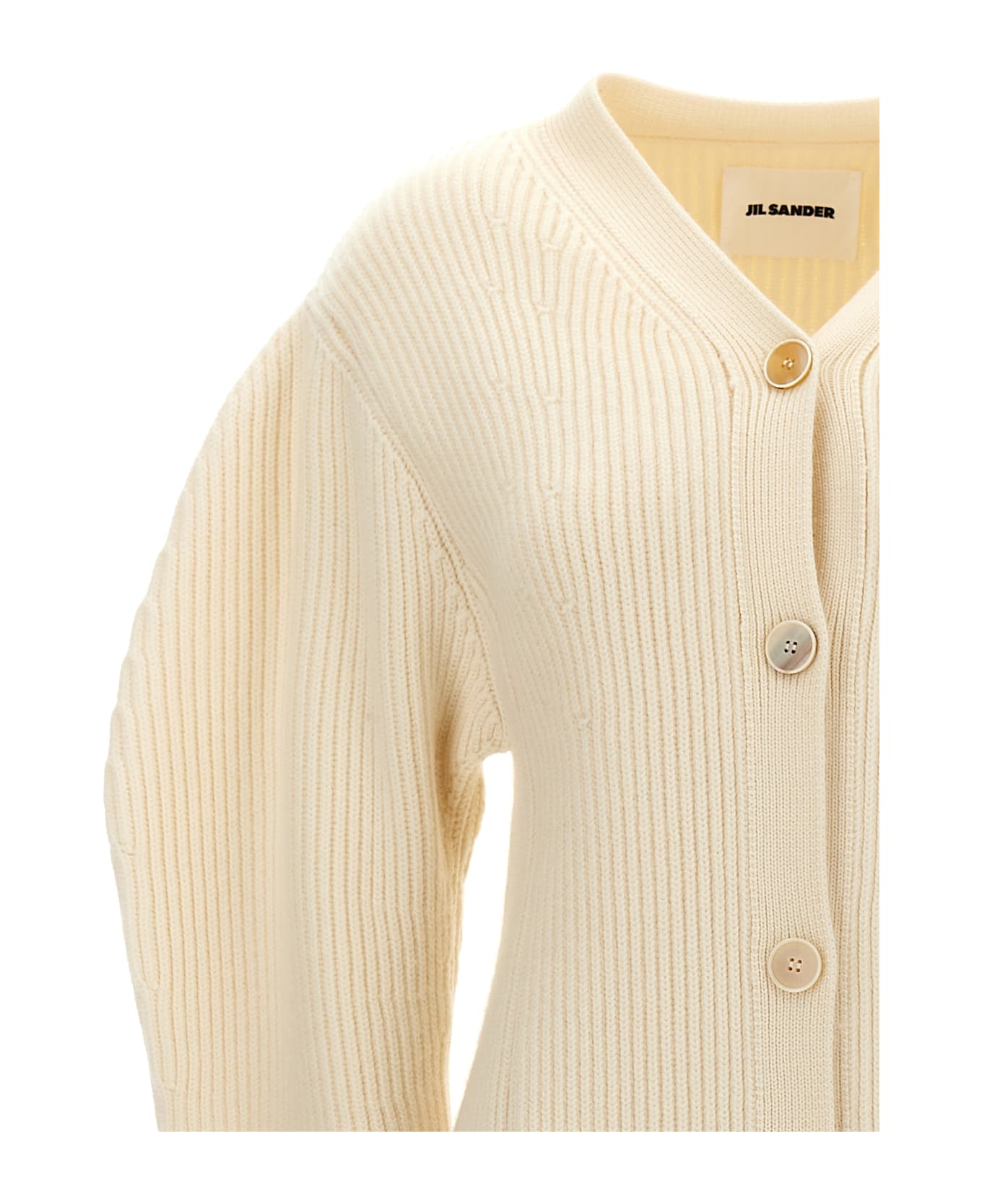 Jil Sander Ribbed Cardigan - WHITE